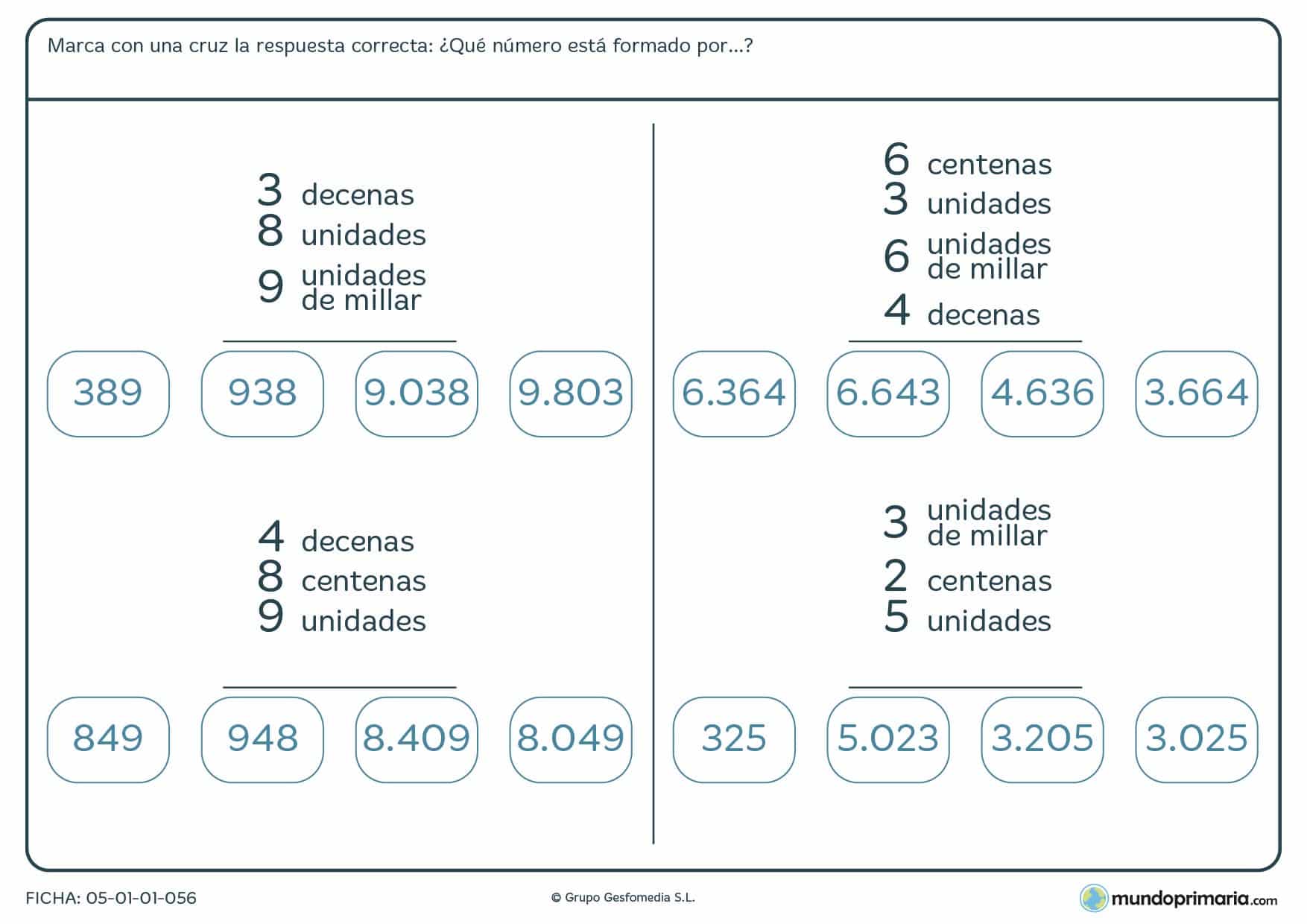 ¿Qué número forman estas cifras? Selecciona la opción correcta de entre estas opciones.