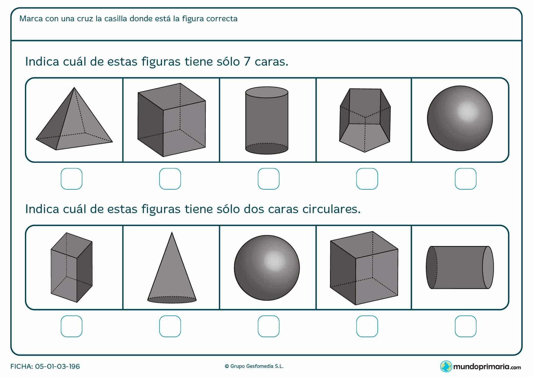 Ficha de figuras de siete caras o las caras circulares