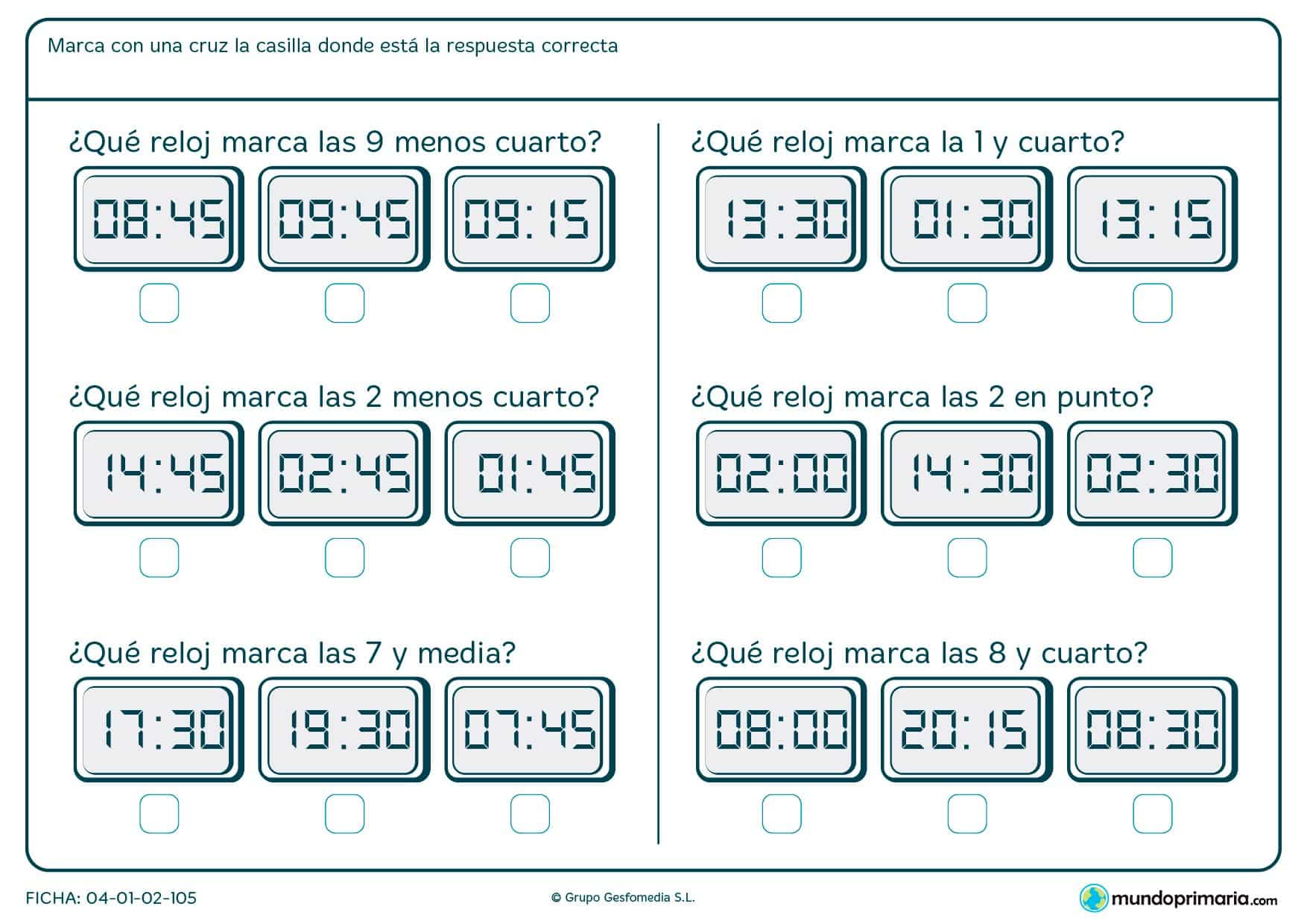 Primaria ejercicios magnitudes segundo