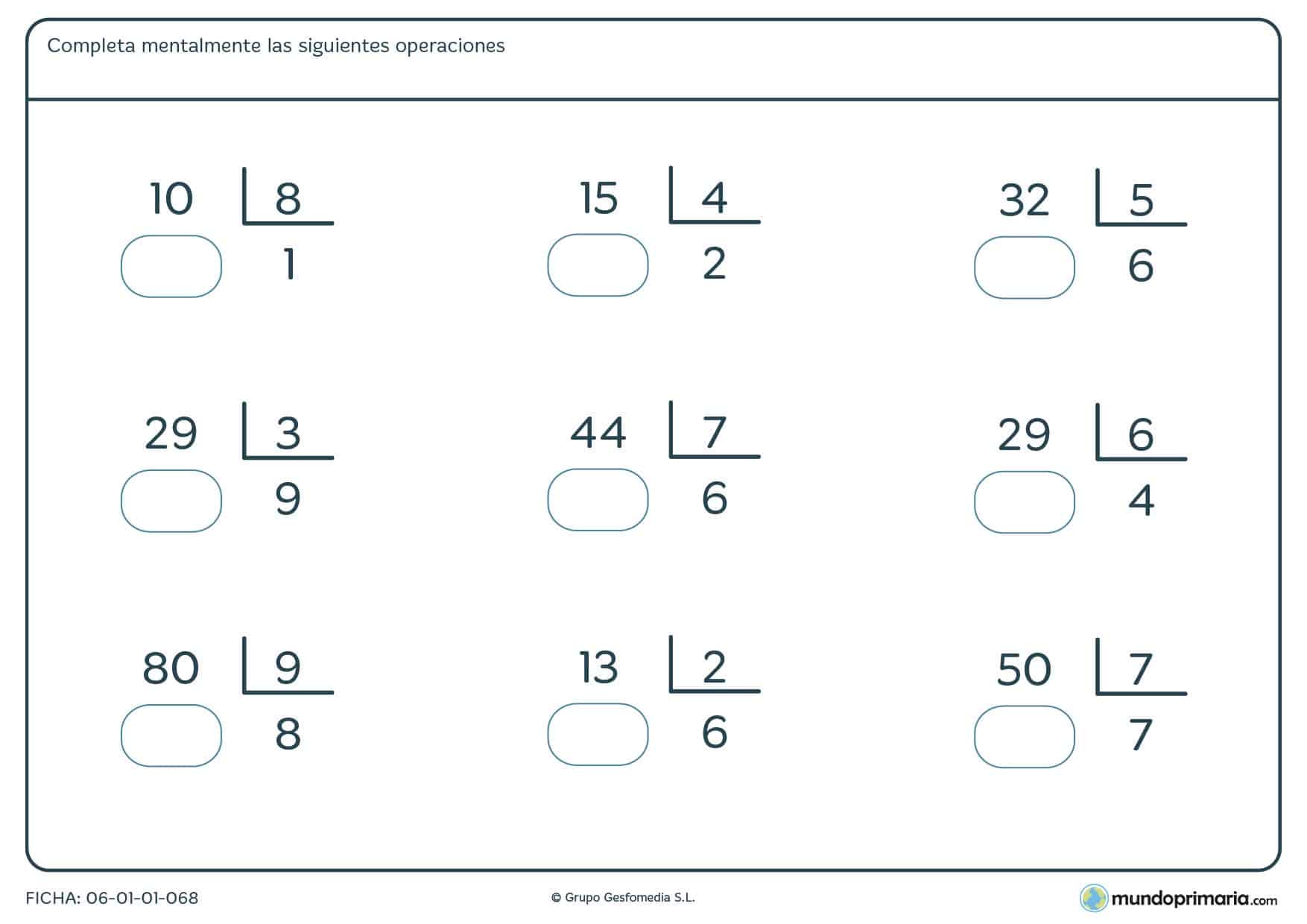 Ficha De Divisiones Sencillas 212 7260