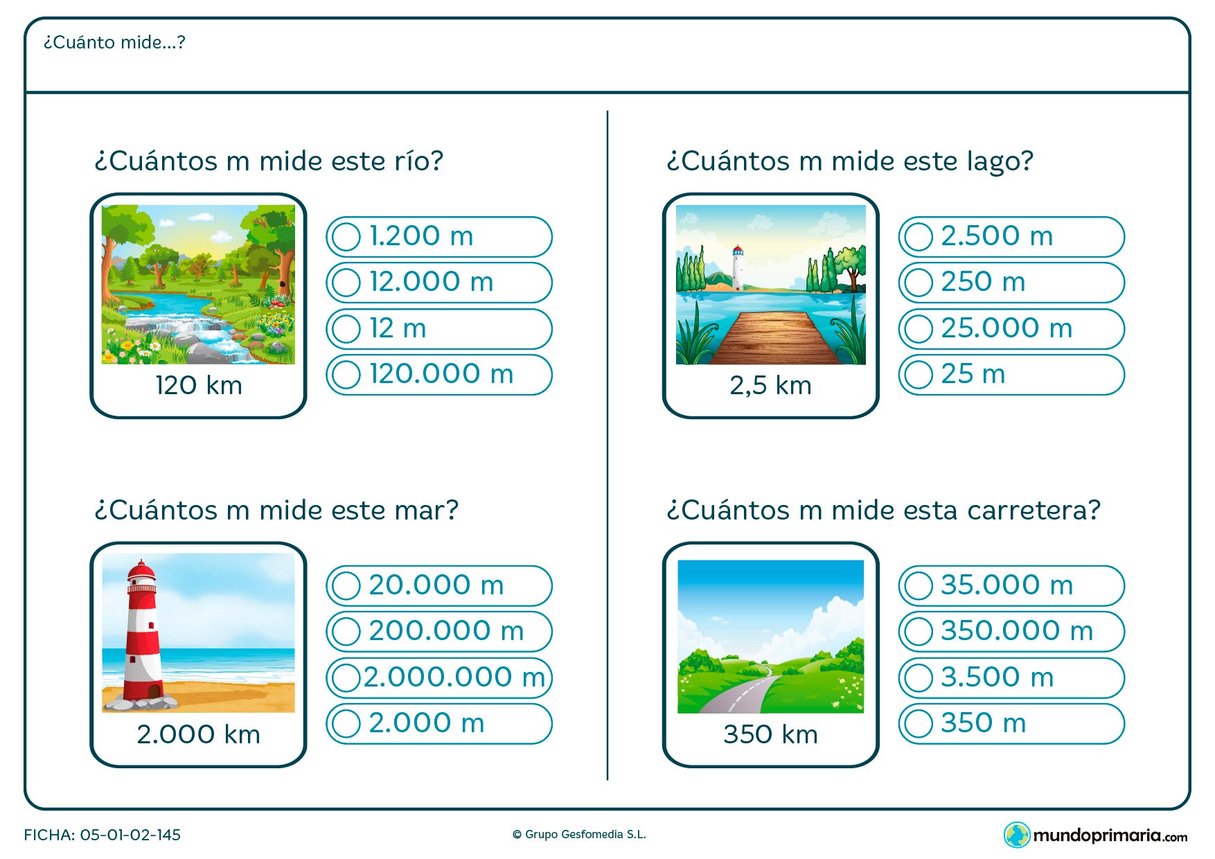 Pasa estas expresiones en km a metros.