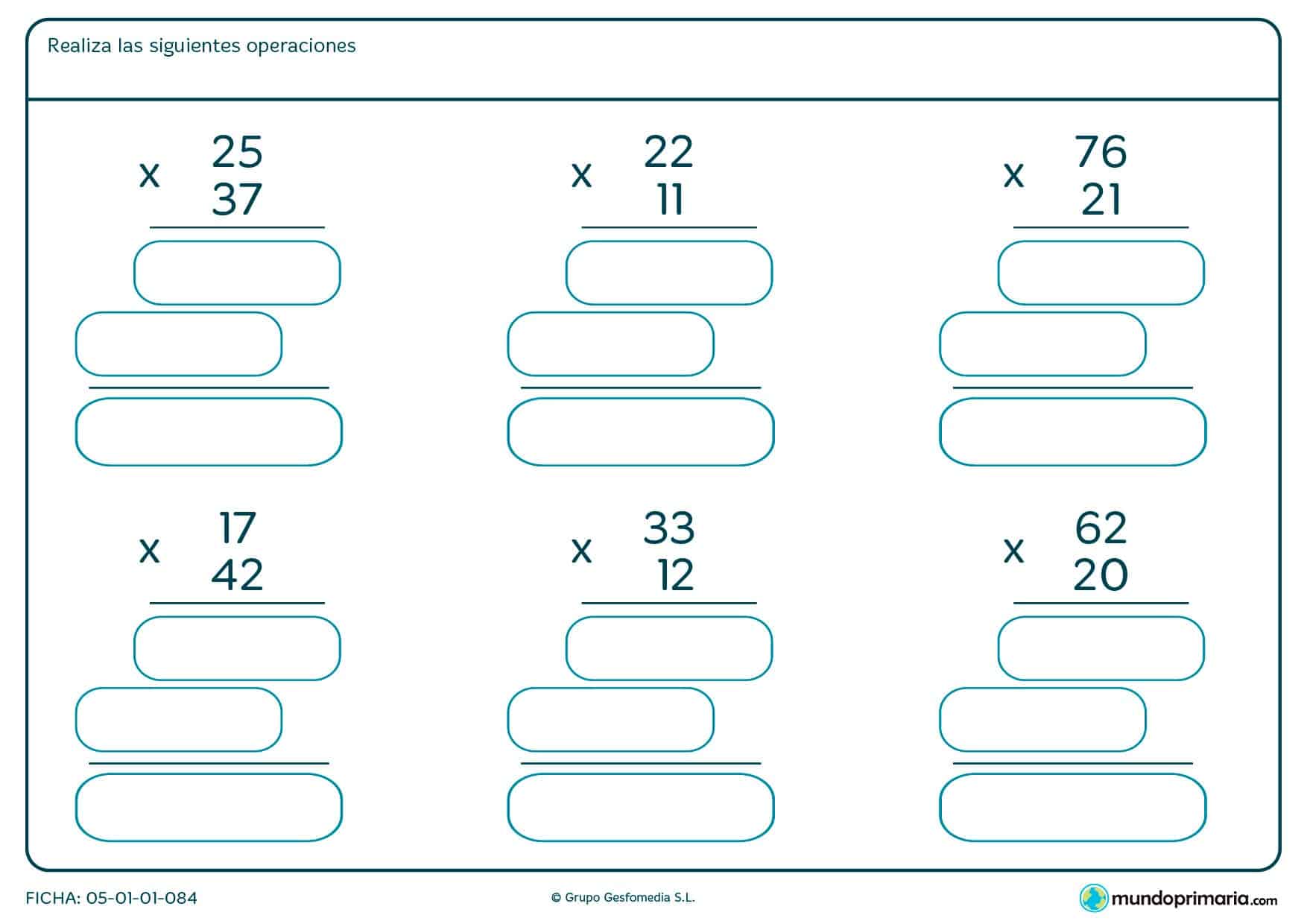 Resuelve estas ficha con multiplicaciones con llevada.