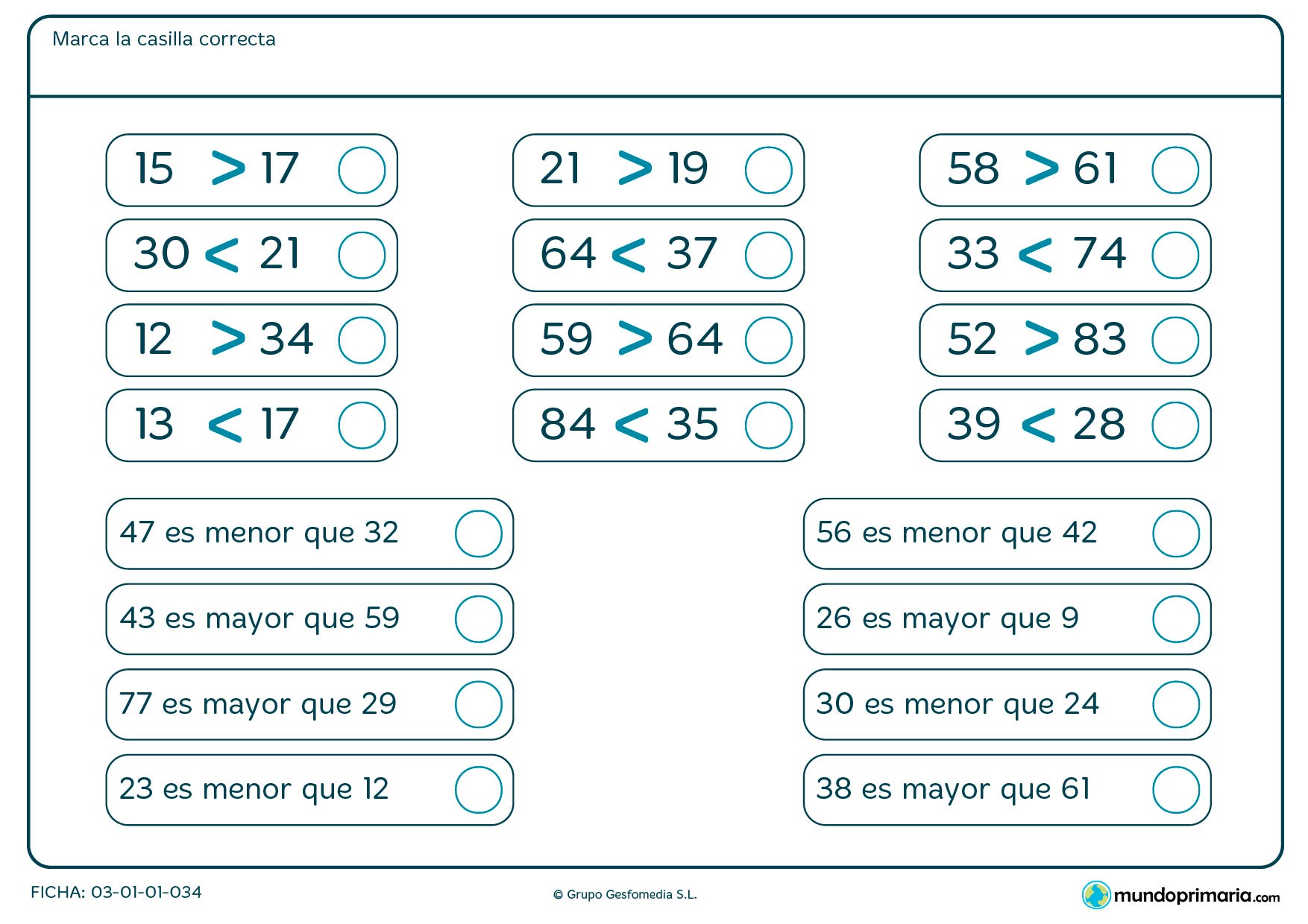 Mayor Que Y Menor Que Para Niños De Primer Grado