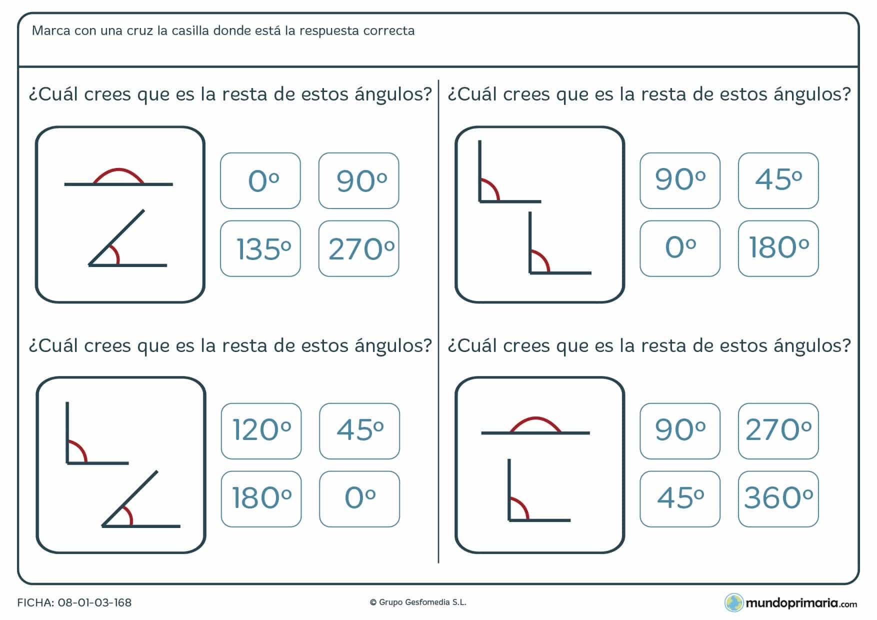 Observa los ángulos representados, identifica sus medidas y súmalos.