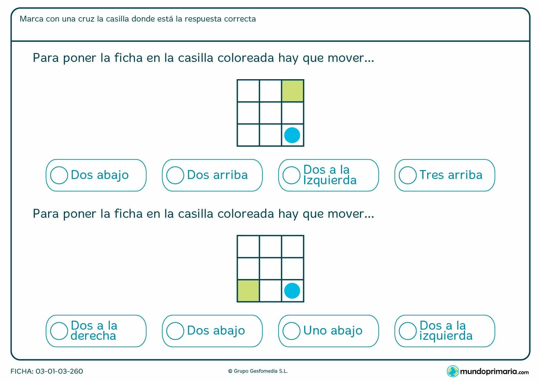 ¿Cuántas casillas hay que desplazar el círculo para dar con la solución? Cuenta los cuadrados que habría que mover.