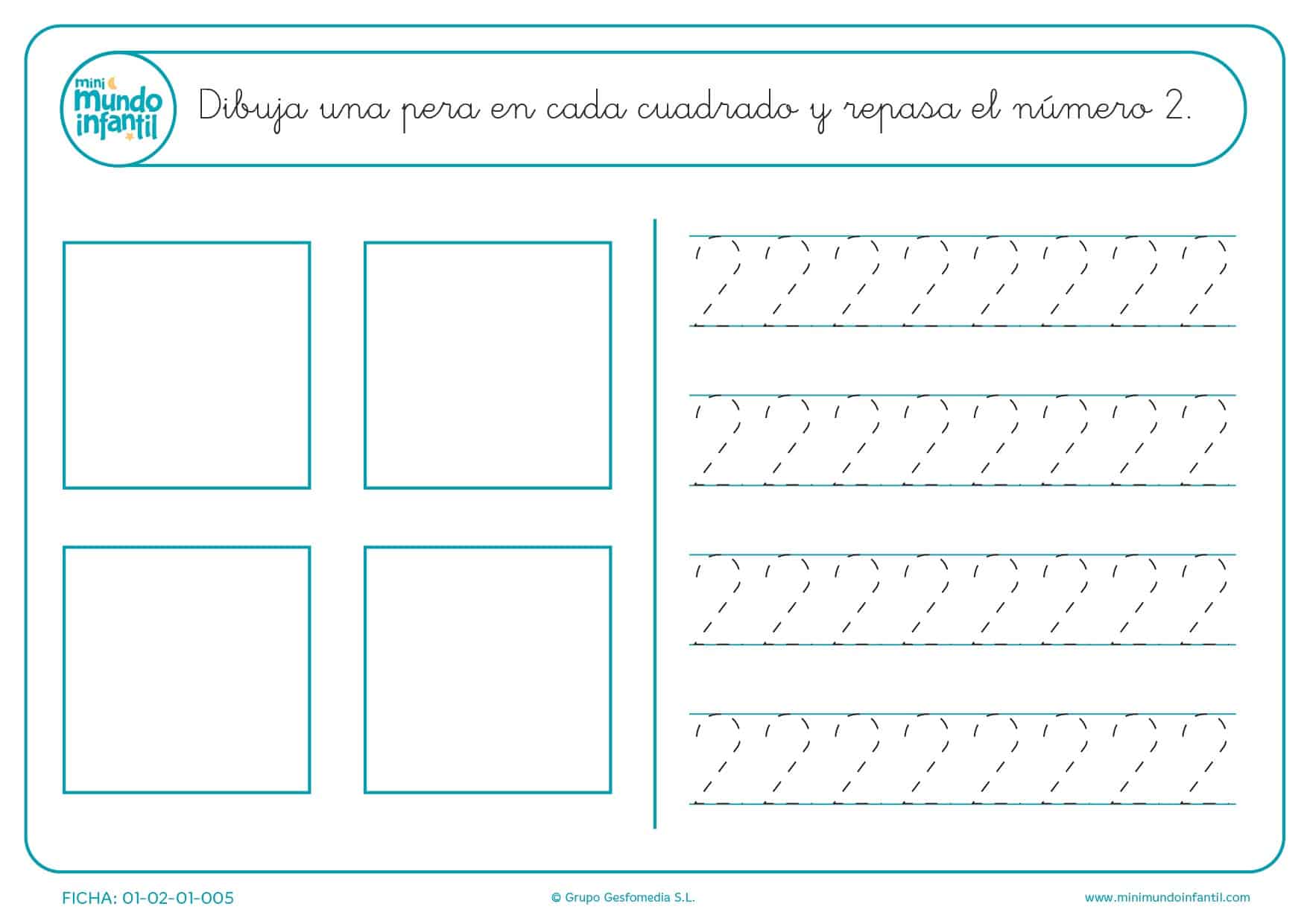 Dibujar y escribir el número 2