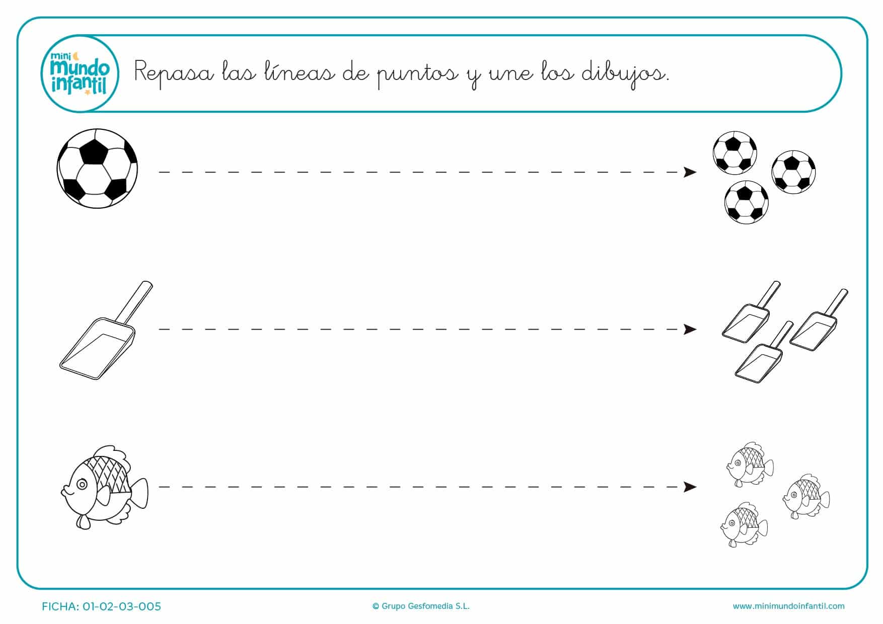 Sigue los puntos para completar el camino de líneas horizontales