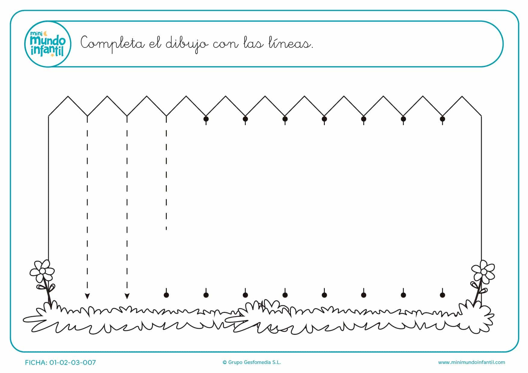 Ejercita trazos verticales practicando en el dibujo de la valla