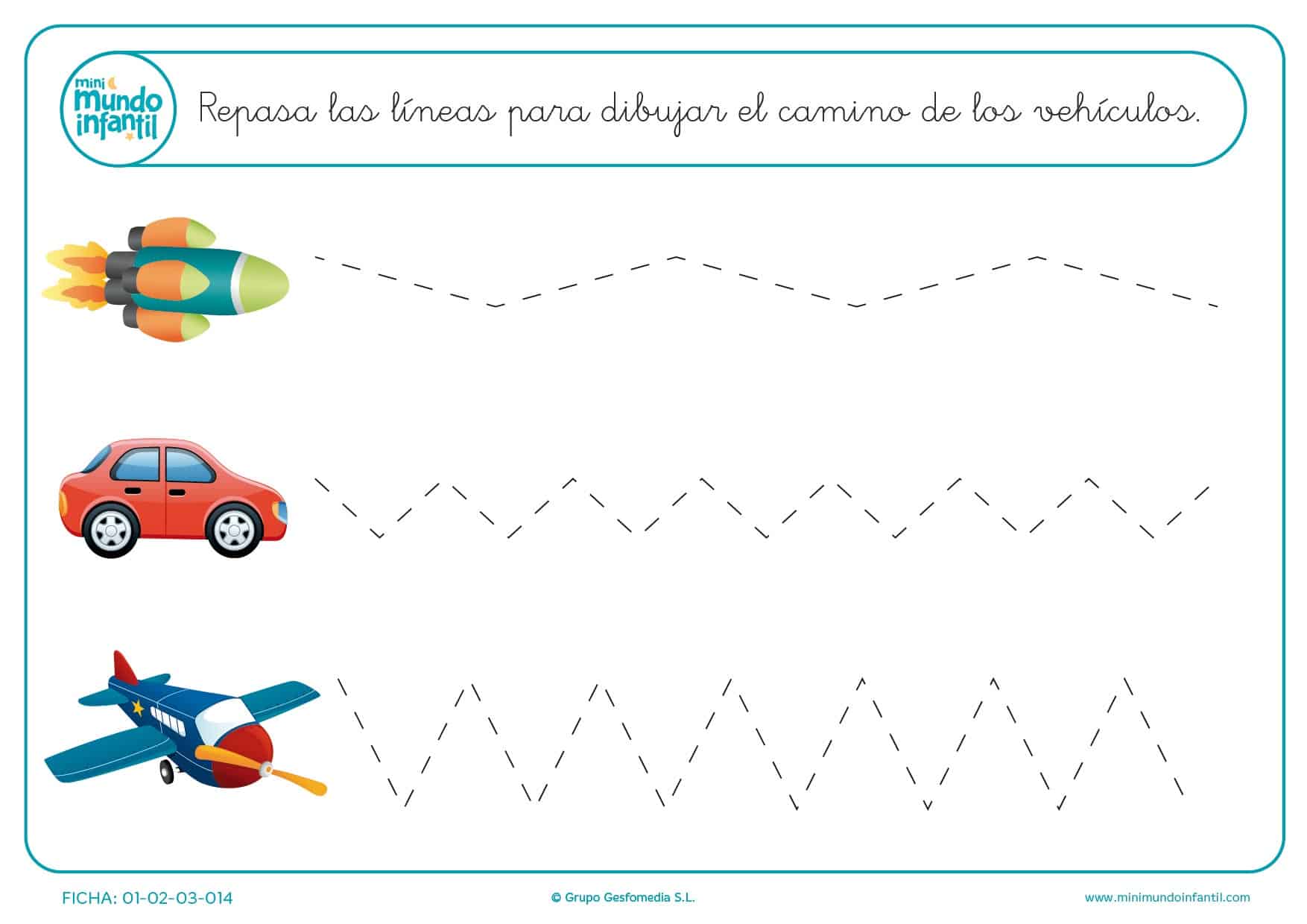 Estudiar las líneas inclinadas para formar el camino de los medios de transporte