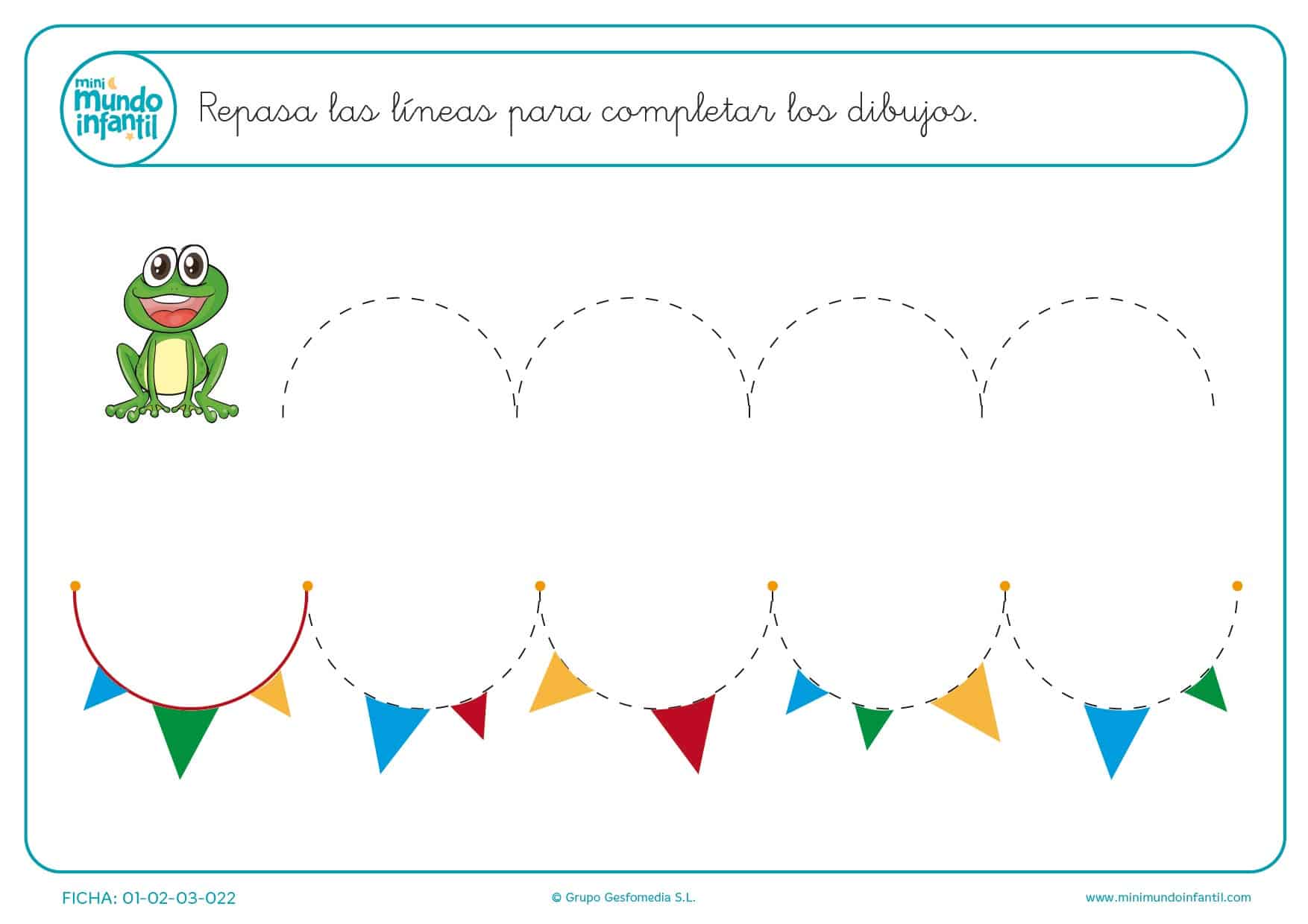 Aprender a repasar las líneas de puntos para completar los dibujos