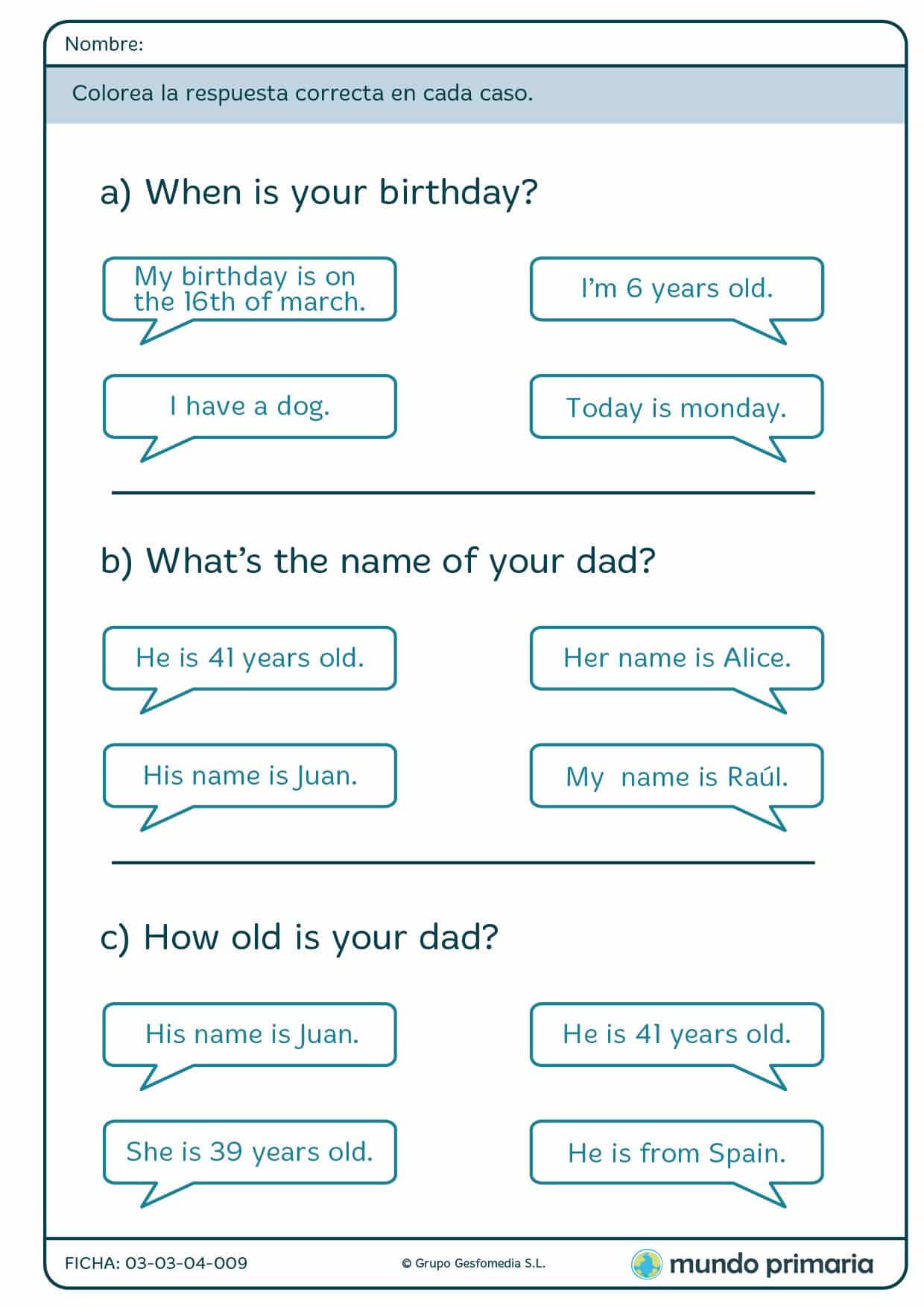 Observa las acciones y júntalas con su imagen en inglés para Primaria