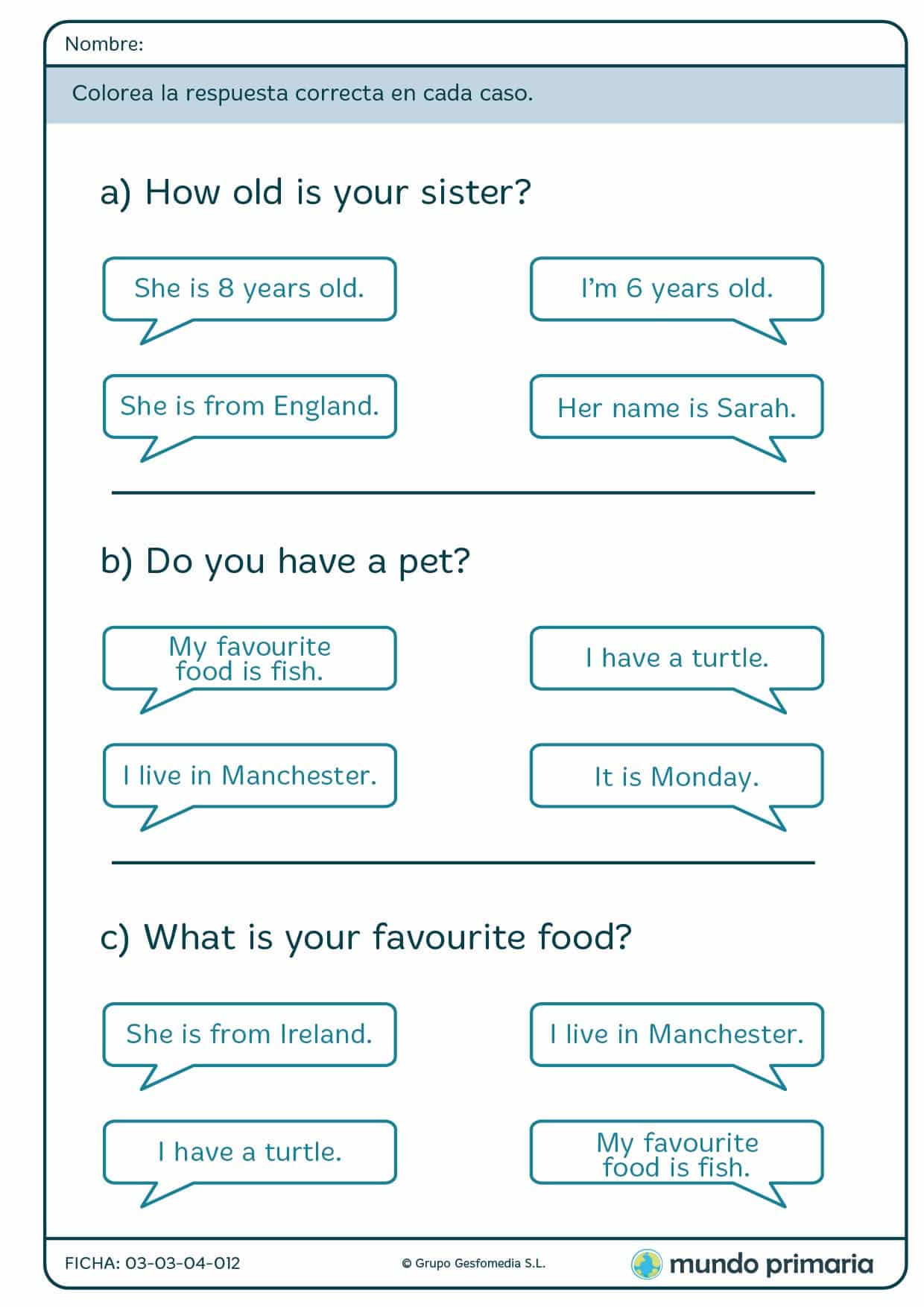 Responde cuantos loros y el nombre de la tortuga de la niña en inglés