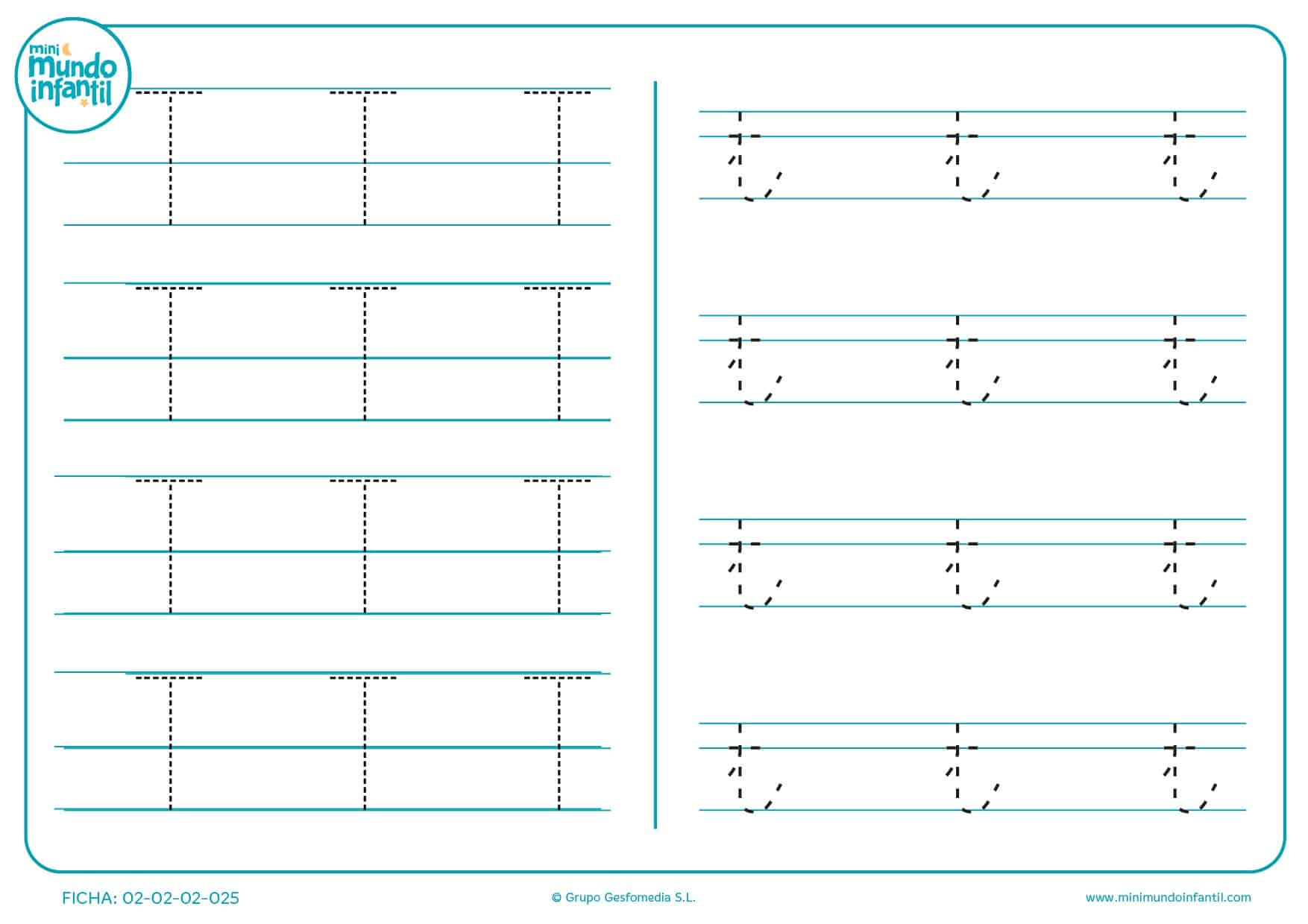 Trazar las líneas para completar la letra T