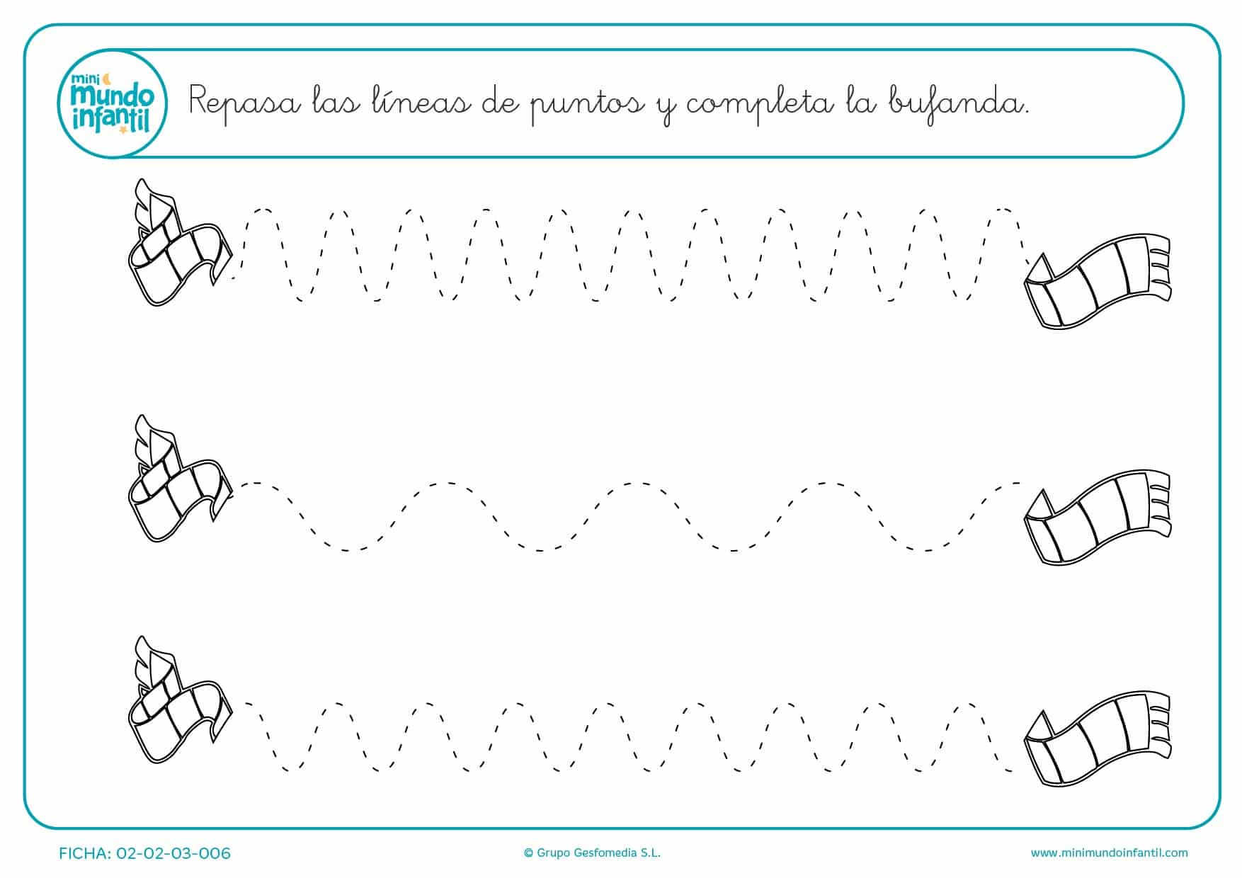 Seguir los trazos curvos y terminar las bufandas