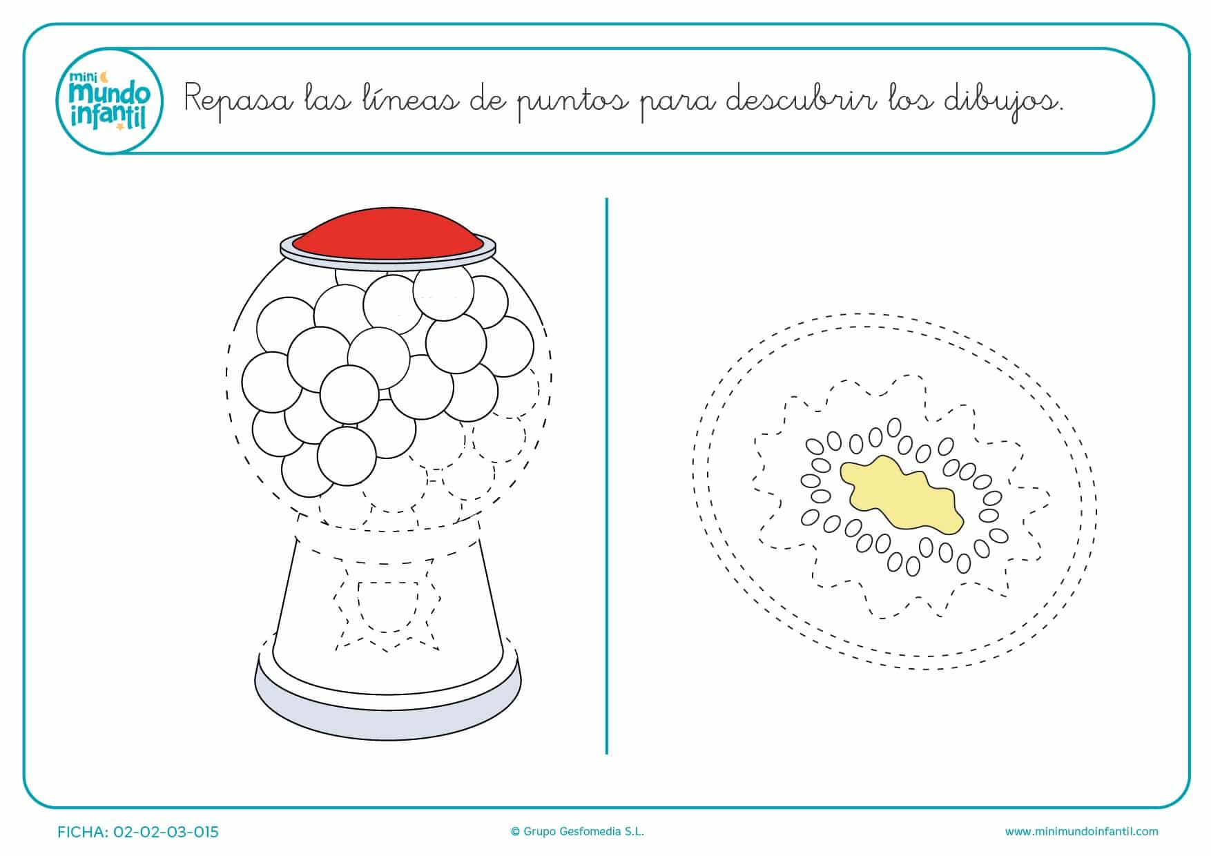 Pinta y colorea una máquina de chicles y un kiwi para niños prescolares