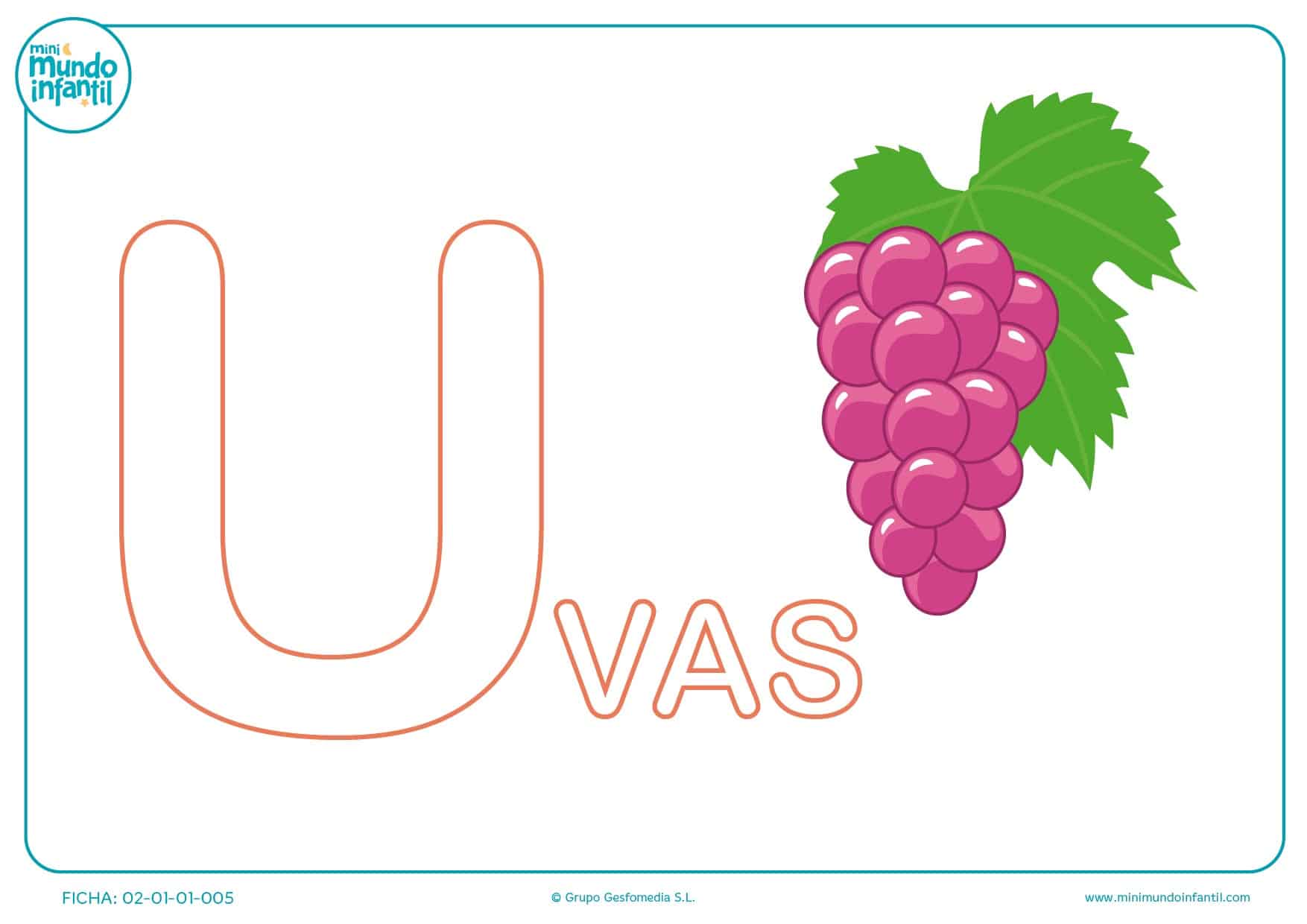 Poner color a la letra U de uvas en mayúsculas