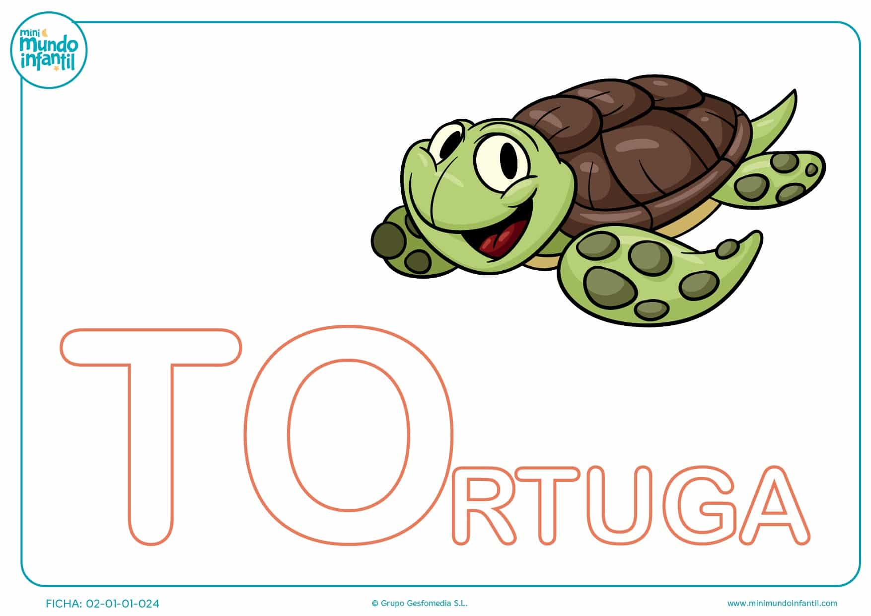 Completar las letras TO de tortuga en mayúsculas