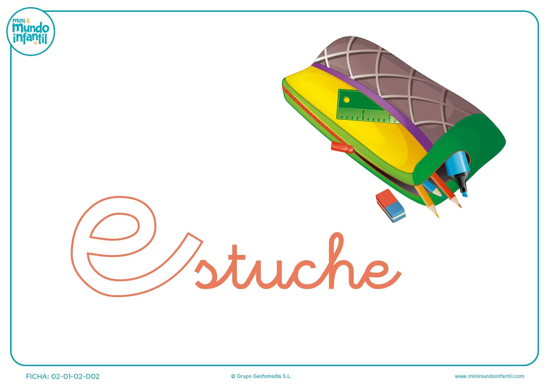 Letra e de estuche en minúsculas para rellenar