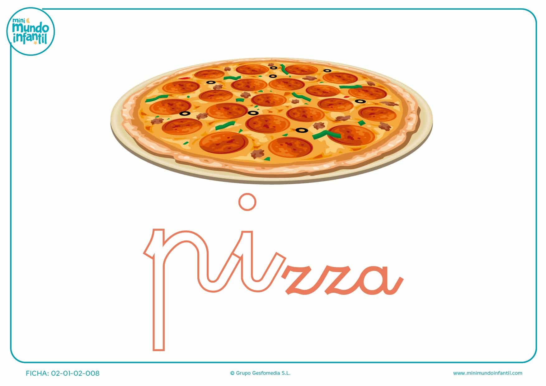 Letras pi de pizza en minúsculas para pintar