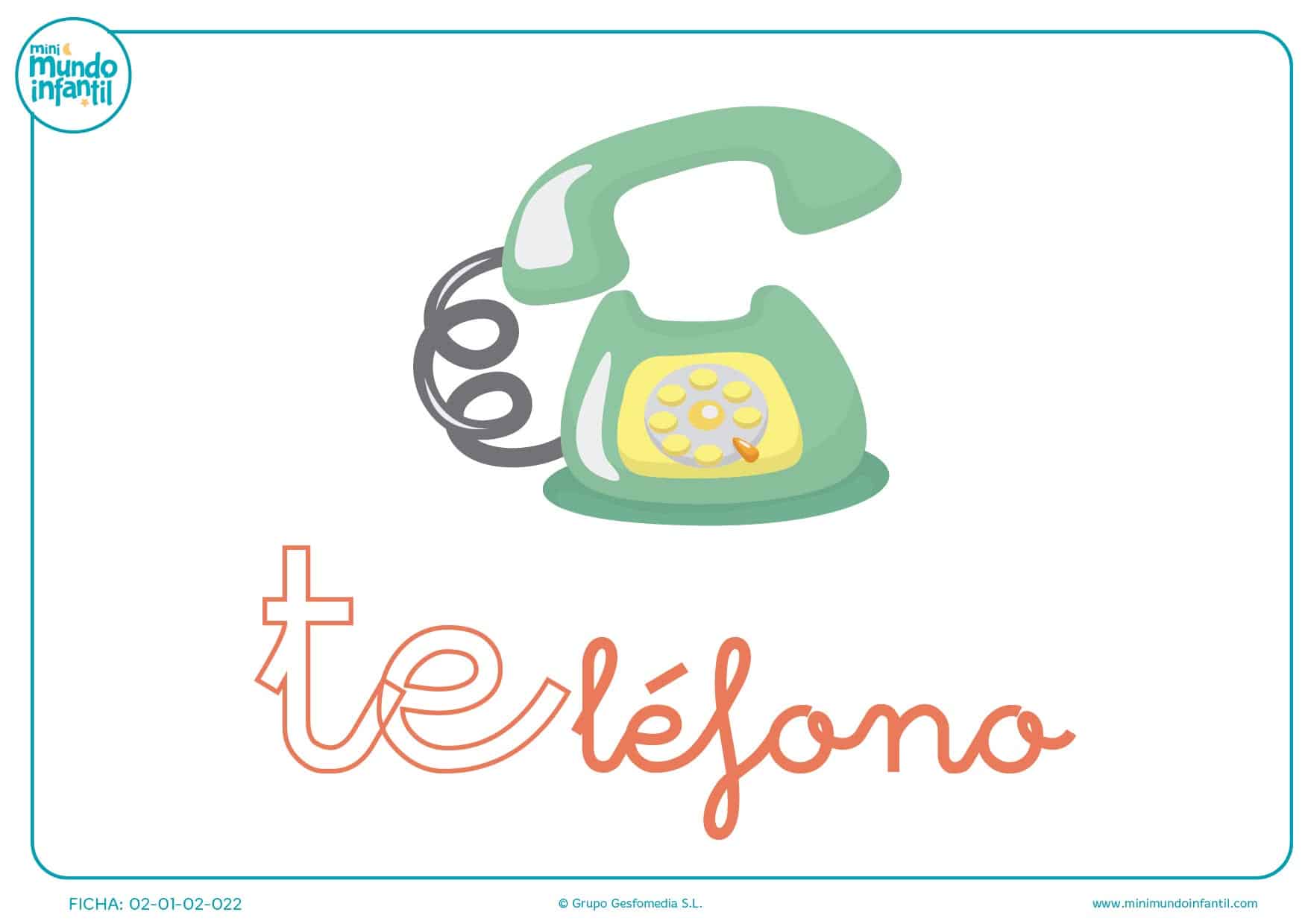 Letras te de teléfono en minúsculas para rellenar