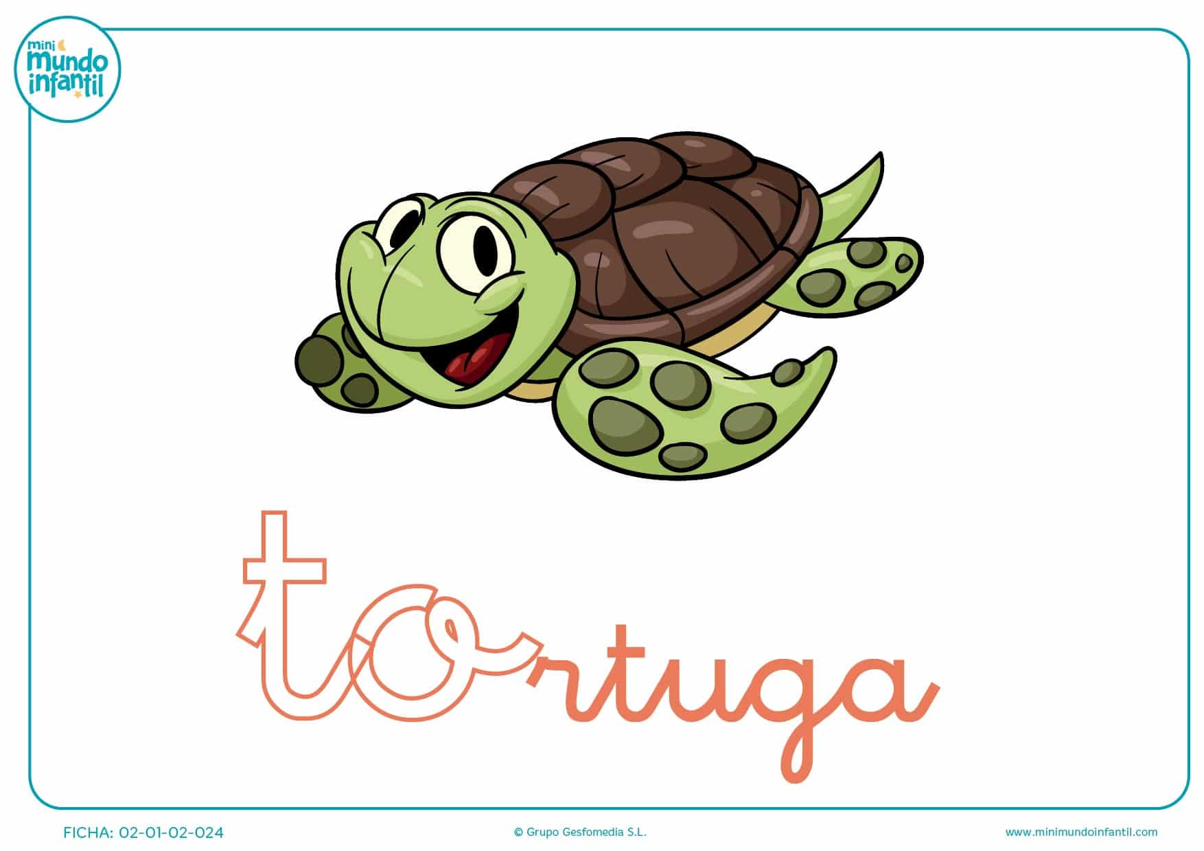 Letras to de tortuga en minúsculas para completar