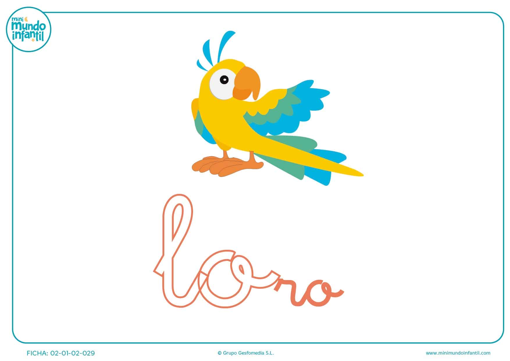 Letras lo de loro en minúsculas para completar