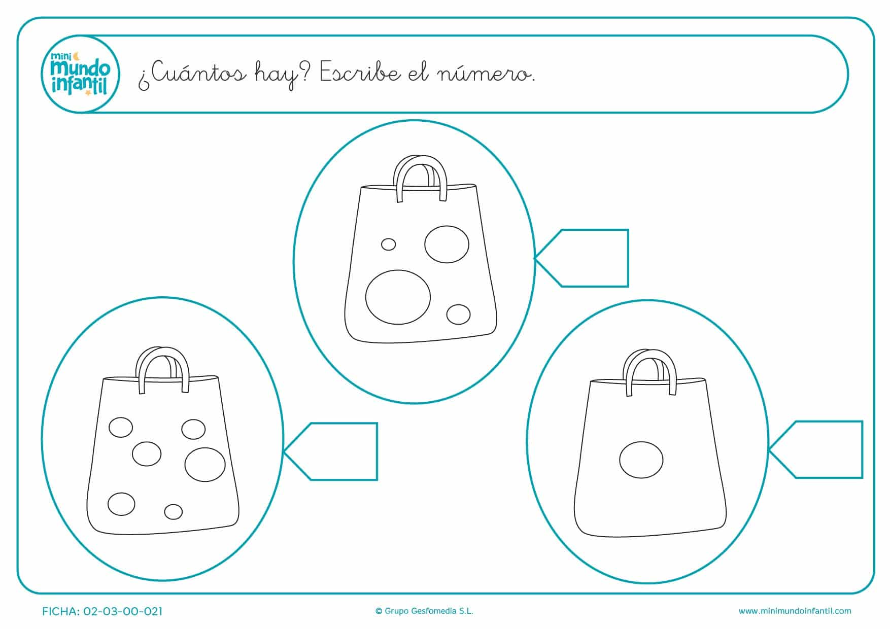 Enumerar las bolas de las bolsas y escribir el número