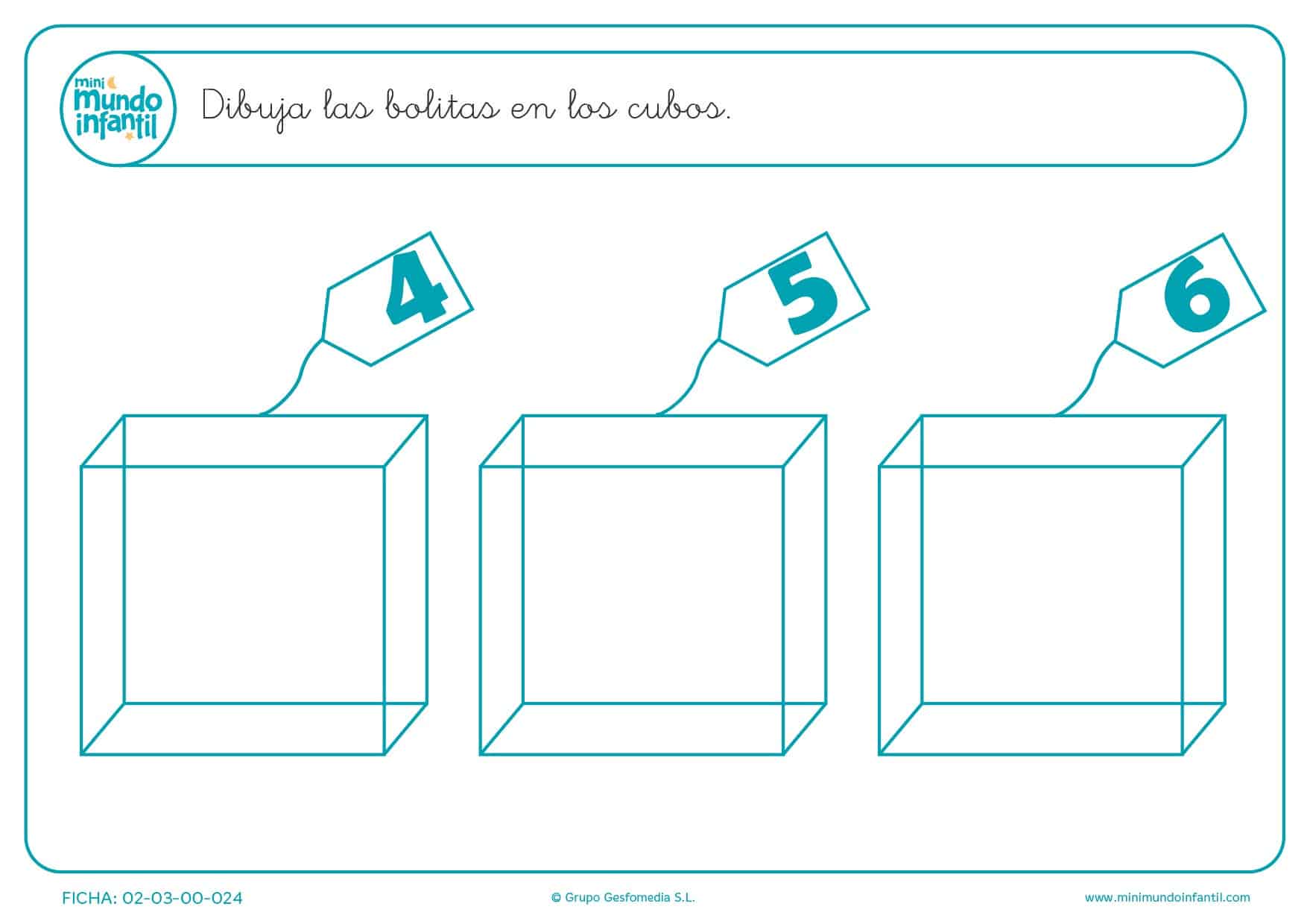 aprender contar 4 años fichas para dibujar