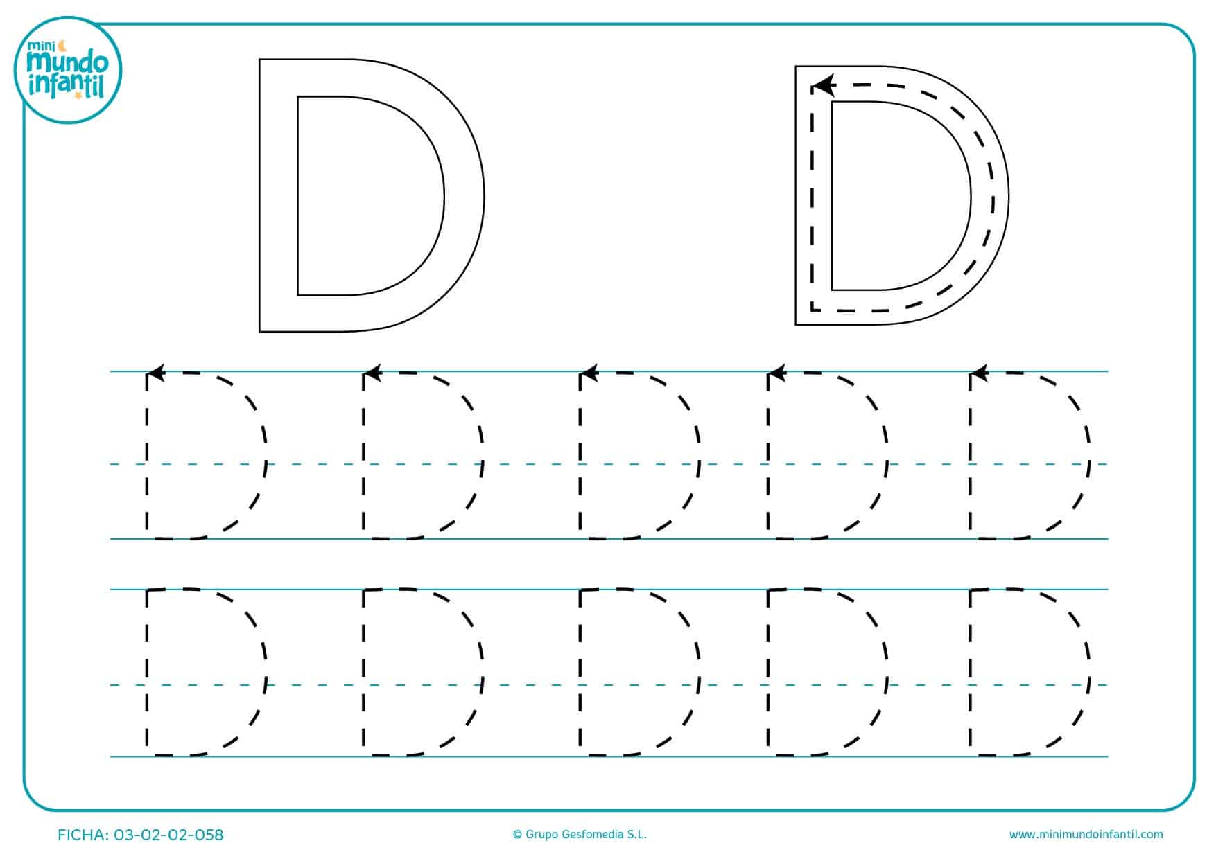 Aprender la letra D repasando los trazados