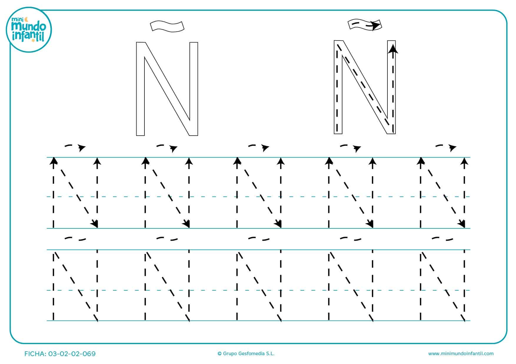 Aprender la letra Ñ repasando las líneas