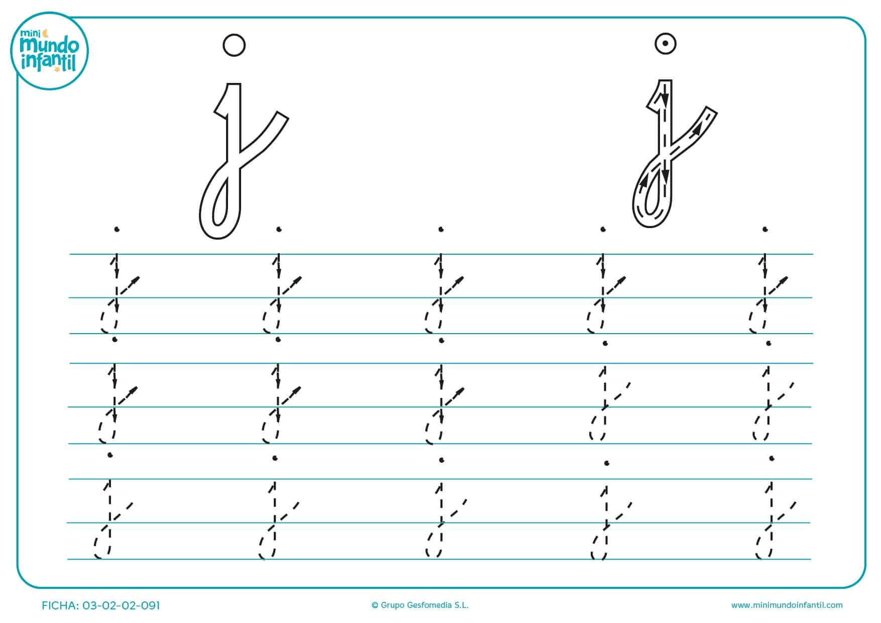 Aprender la letra j en minúsculas repasándola