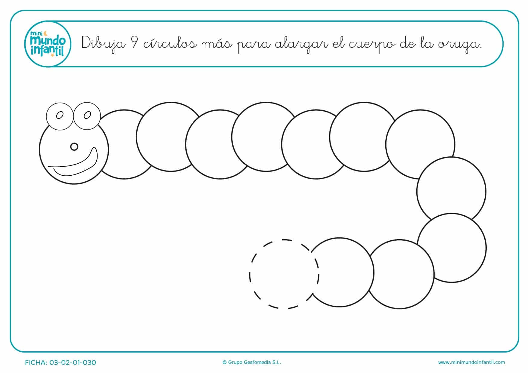 Continuar y dibujar la serie de 9 círculos