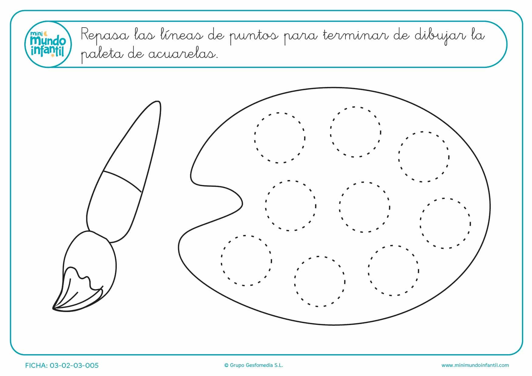 Seguimiento del trazo de los círculos para terminar la paleta de color