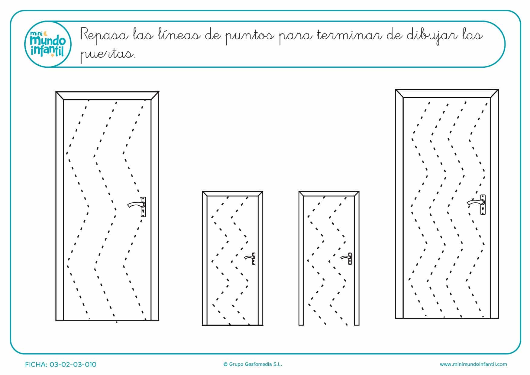 Seguir las líneas de puntos para aprender a trazar líneas en zigzag