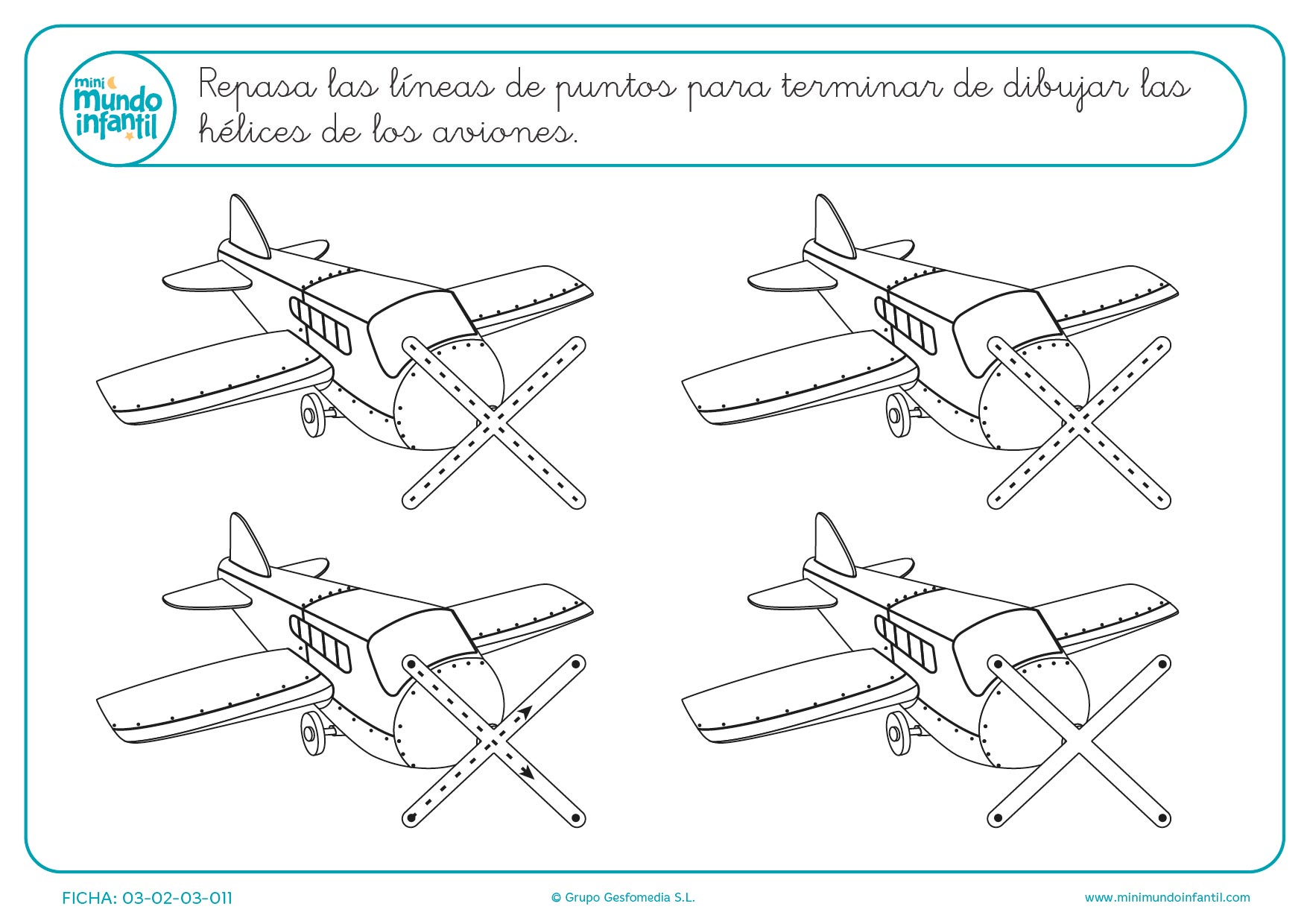 Continuar la serie de puntos para terminar de dibujar las hélices
