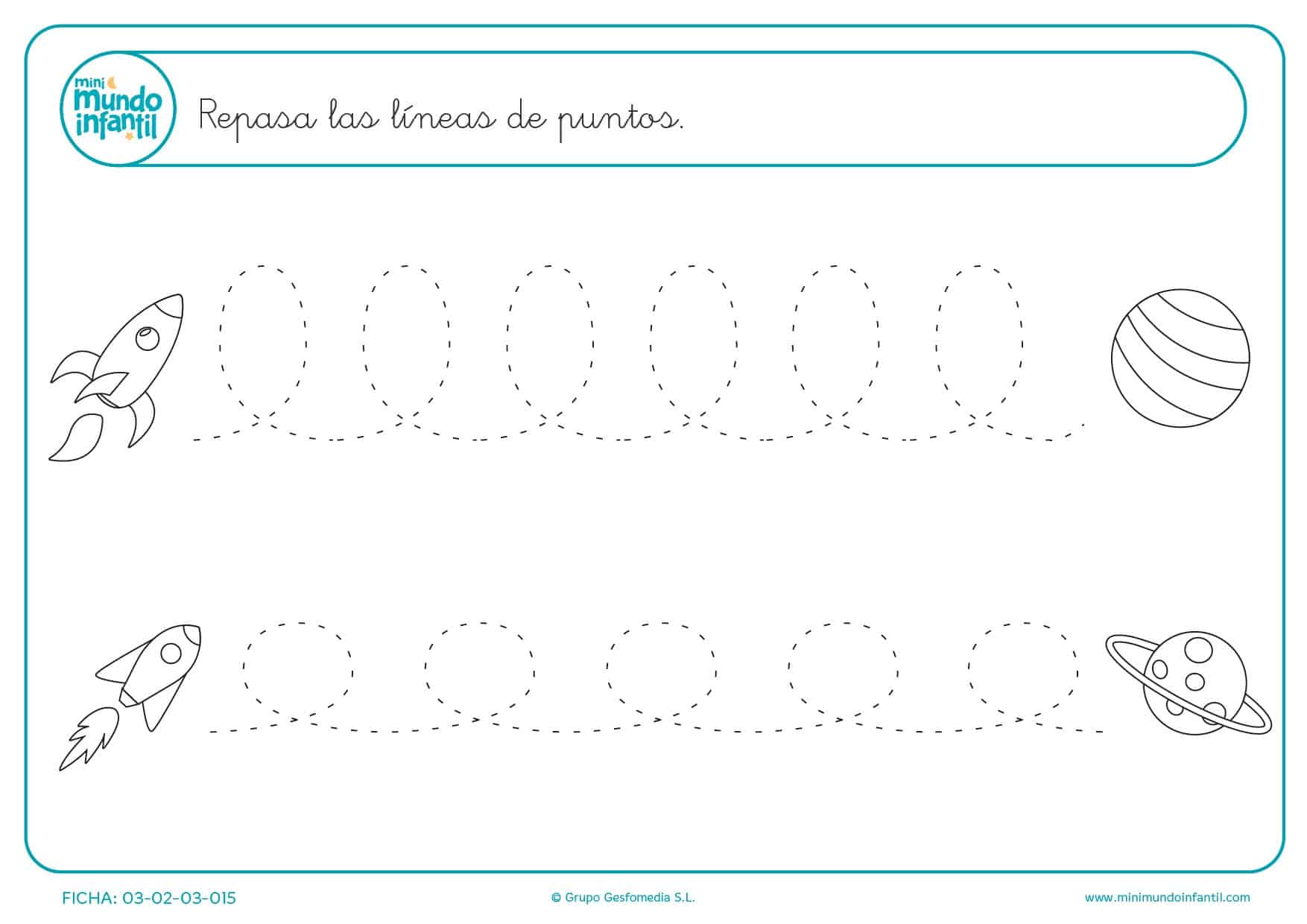 Seguir las líneas de puntos para aprender a trazar líneas onduladas