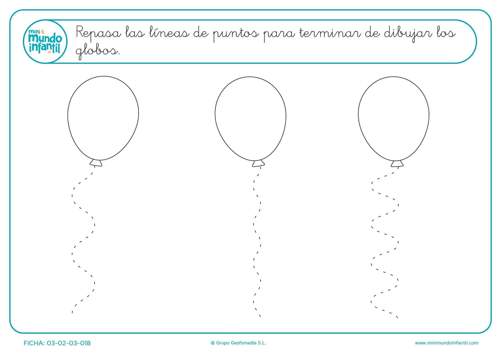 Aprender líneas en zigzag para terminar de dibujar los globos