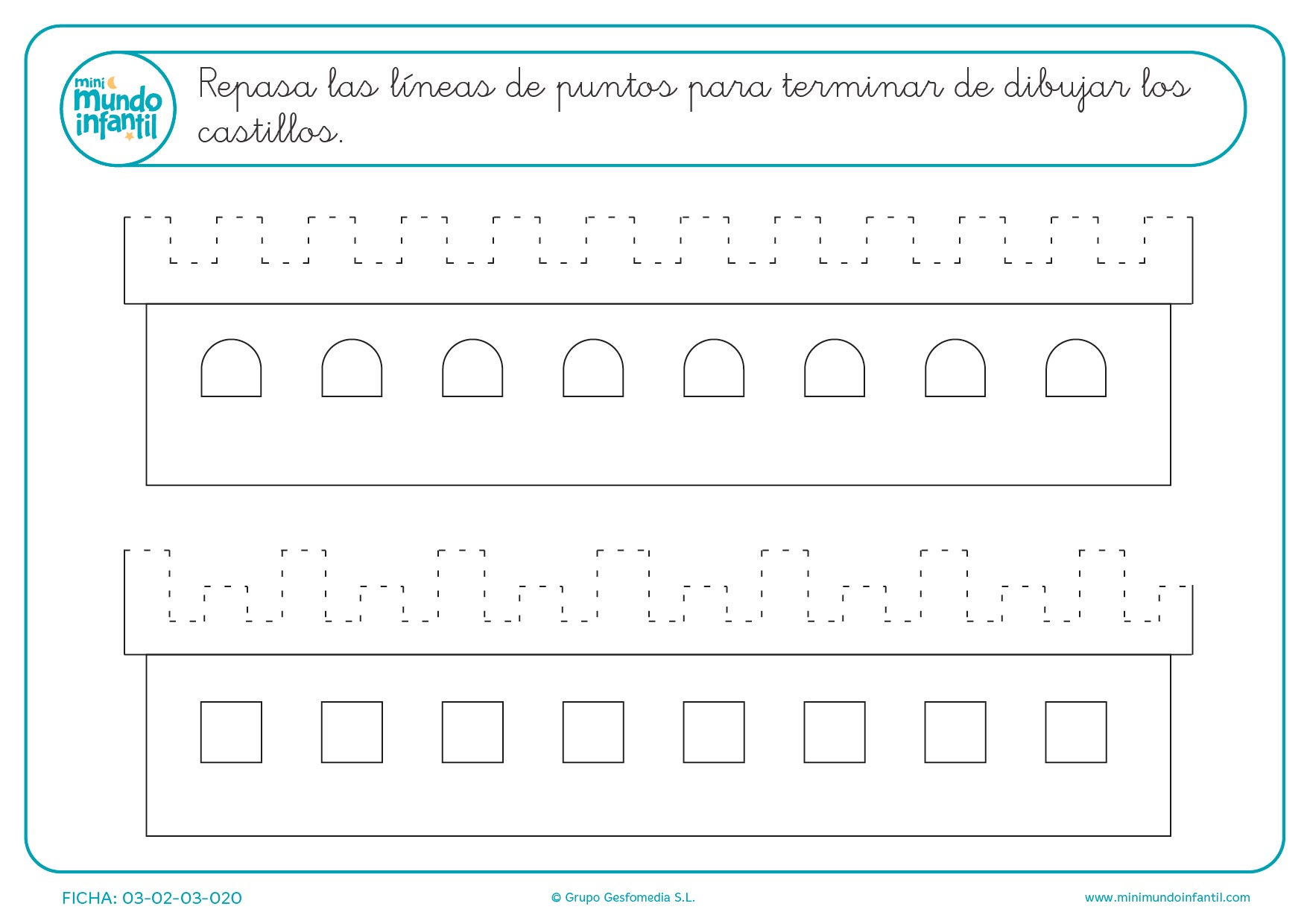 Aprende con la lámina de horizontales y termina los castillos
