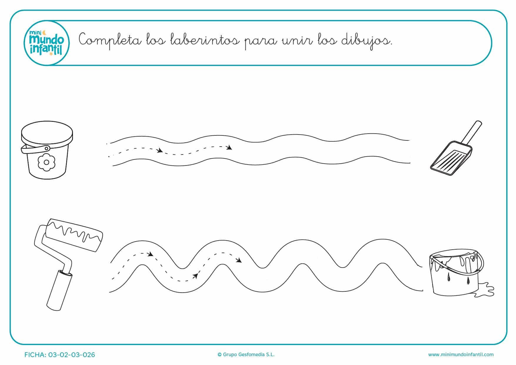 Repasar el camino ondulado para unir cubos con pala y pintura