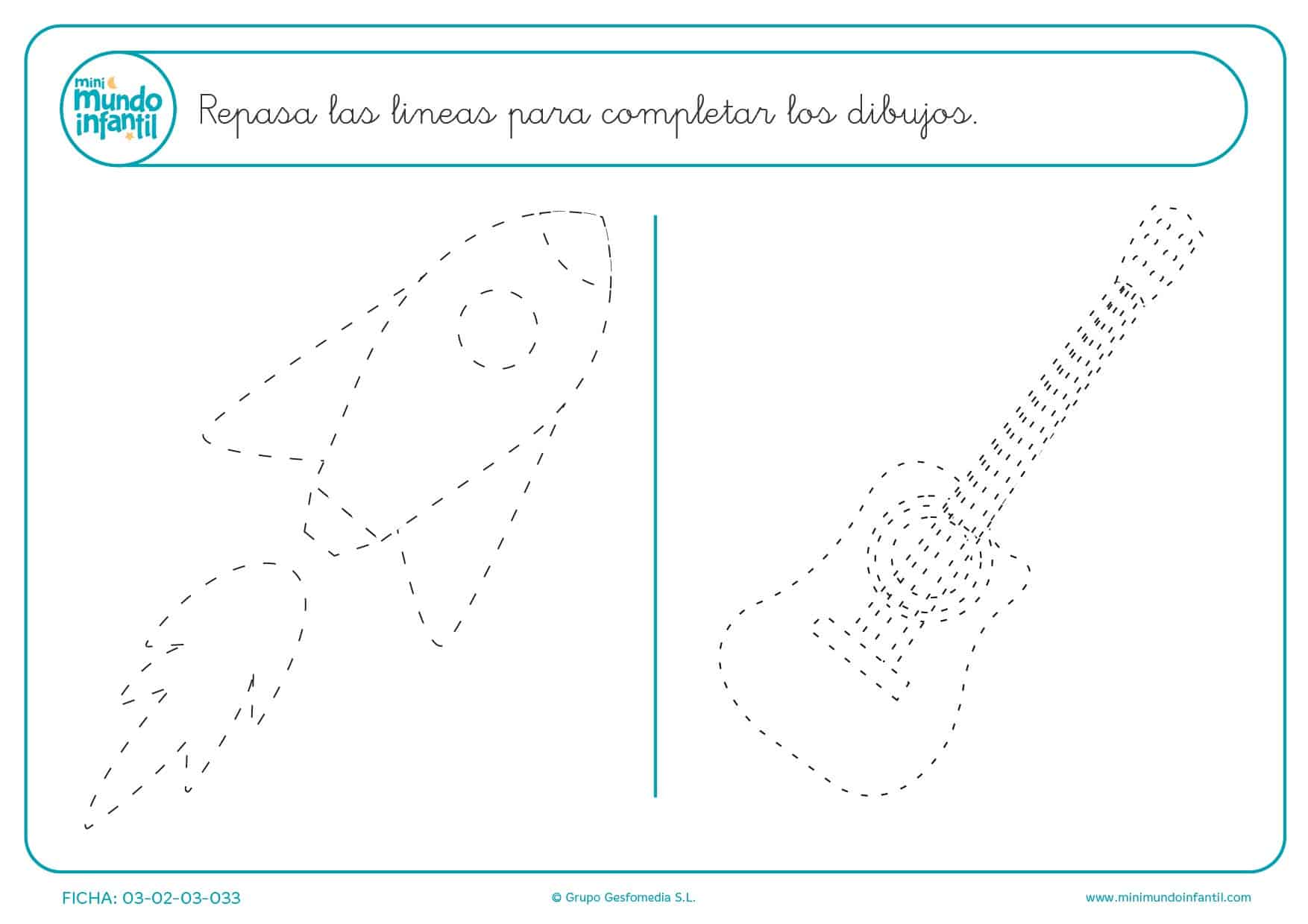 Repasar las líneas de puntos para terminar de completar los dibujos