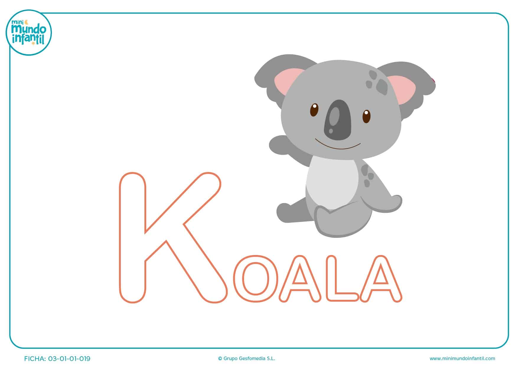 Rellenar letra K mayúscula de koala