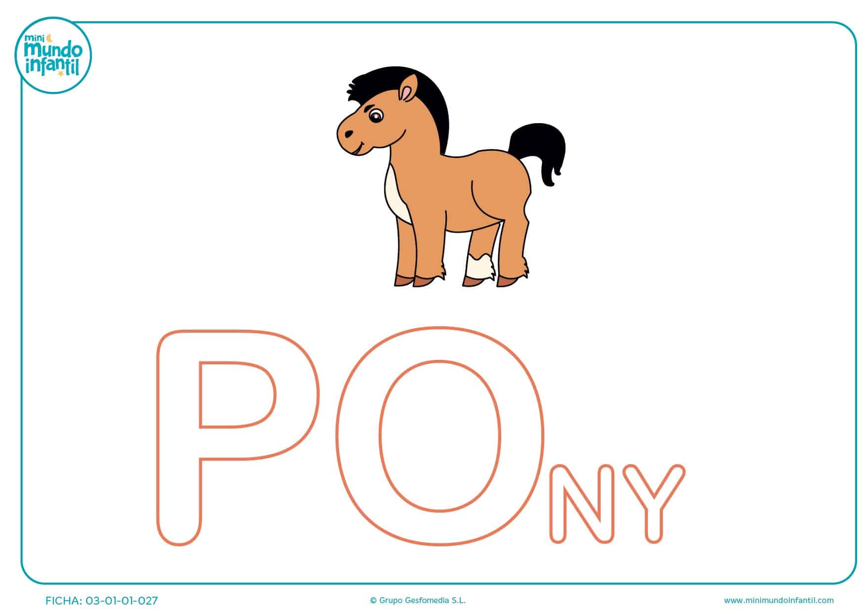 Sílaba PO mayúscula de pony para completar