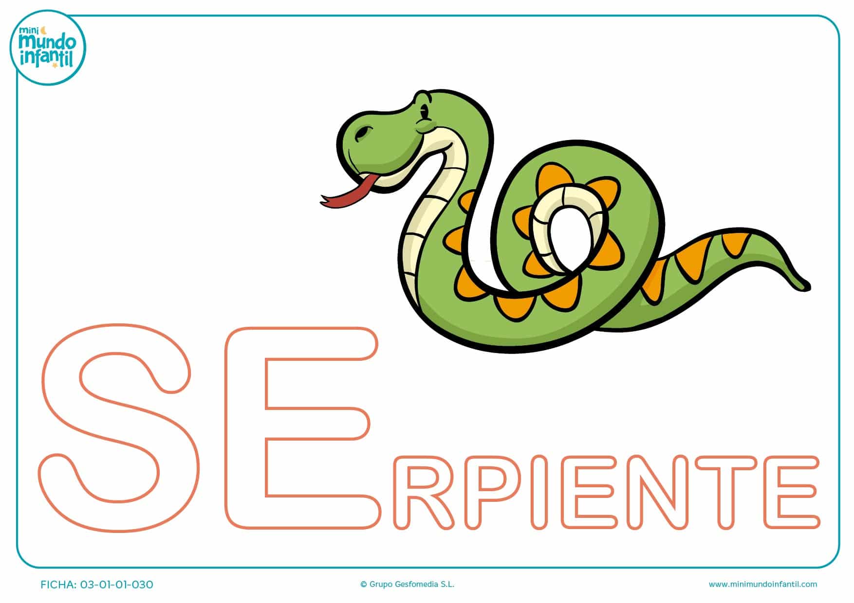 Pintar sílaba SE mayúscula de serpiente