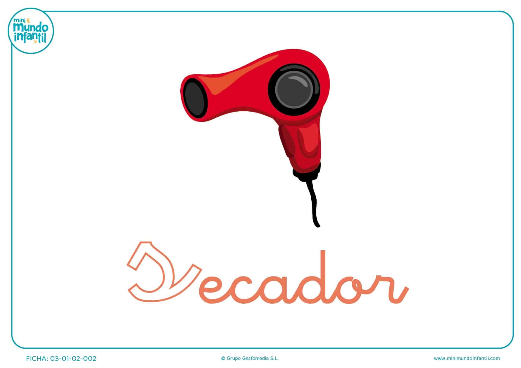 Colorear la letra S minúscula de secador