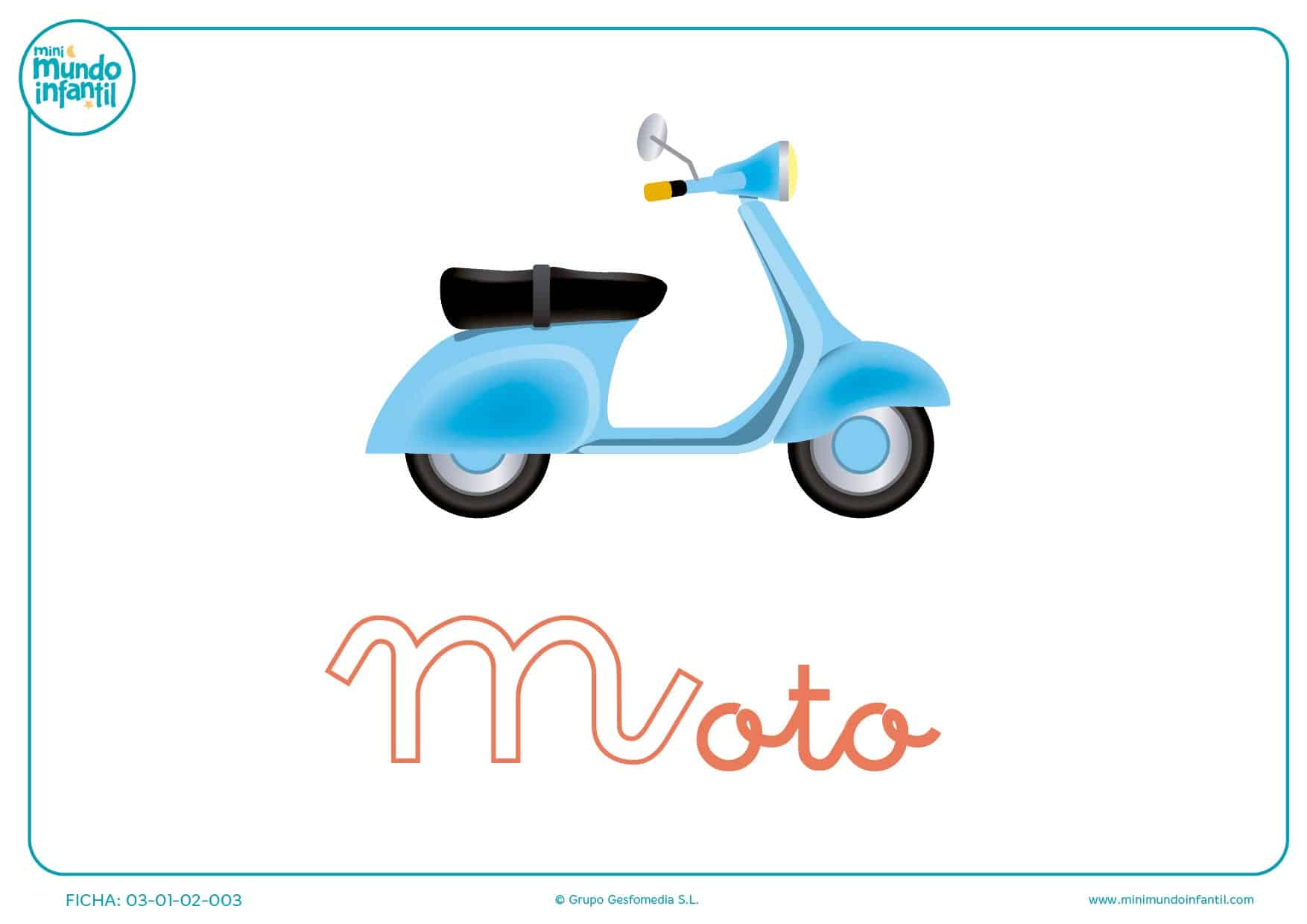 Completar la letra M minúscula de moto