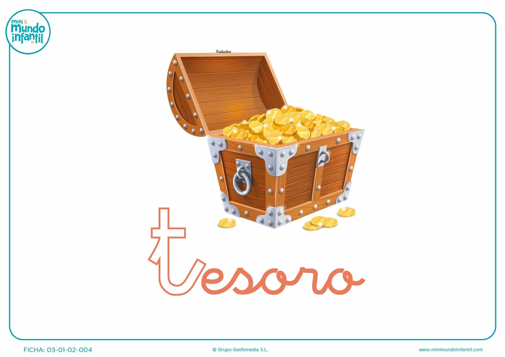 Pintar la letra T minúscula de tesoro