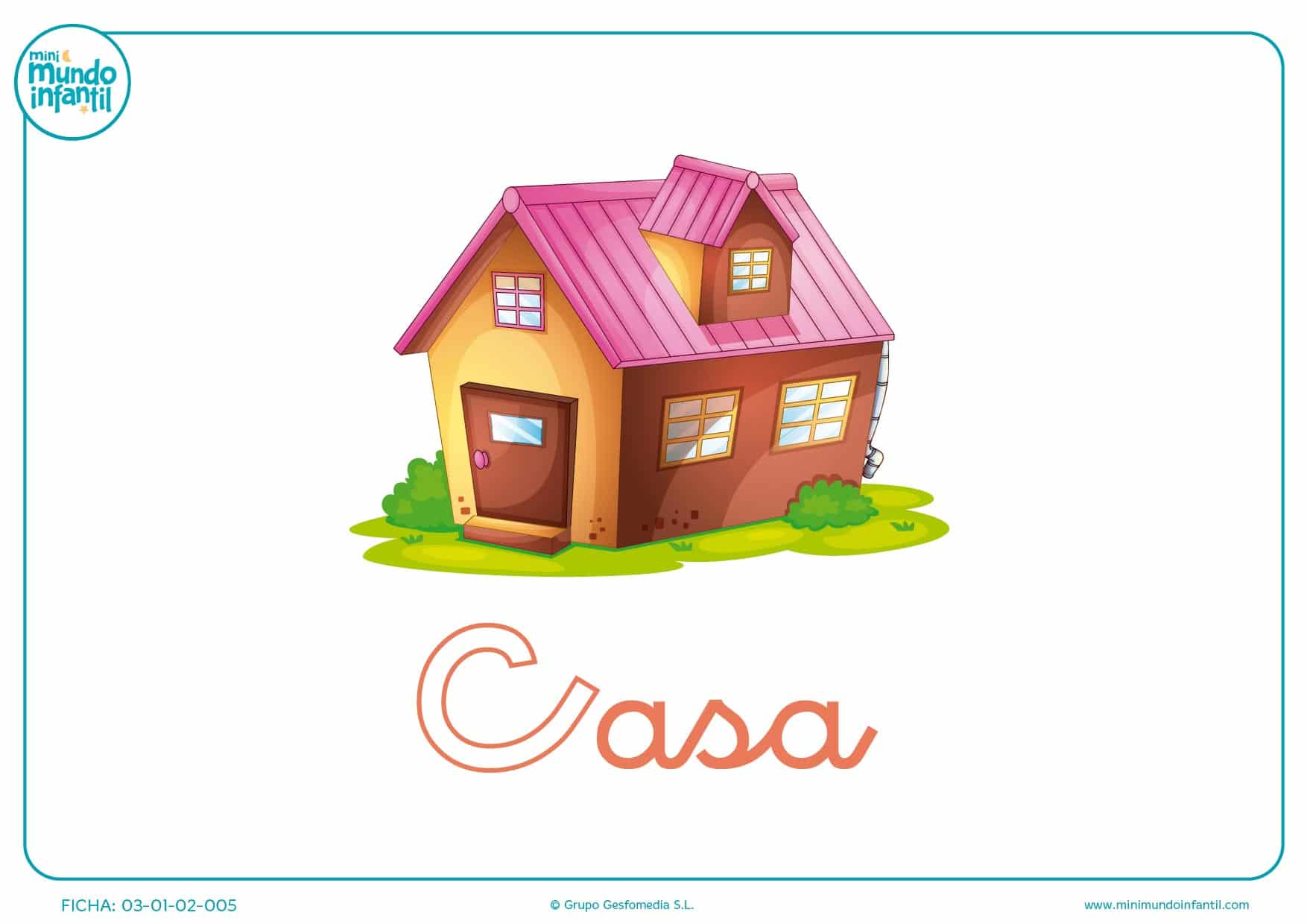 Letra C minúscula de casa para pintar