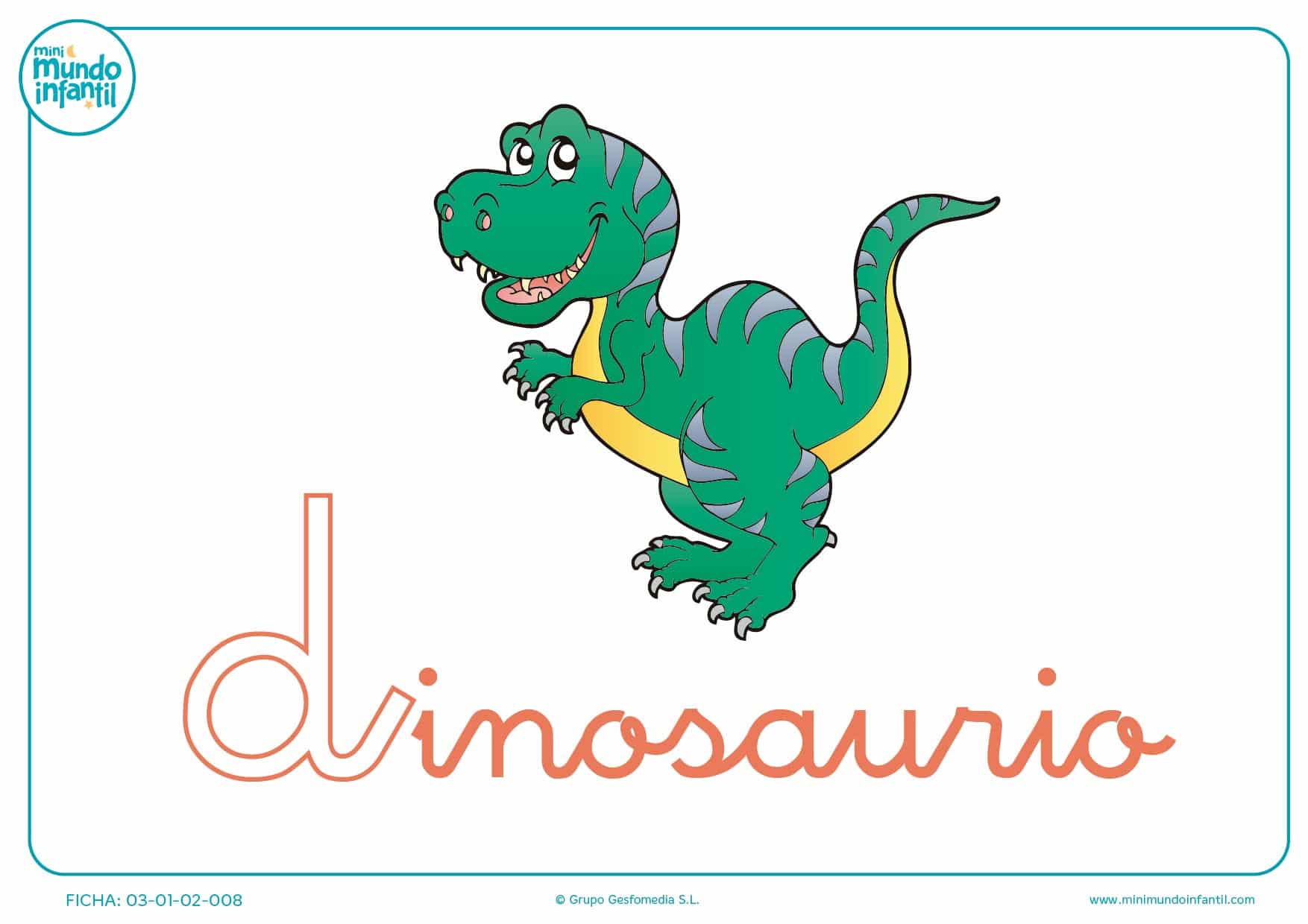 Letra D minúscula de dinosaurio para pintar
