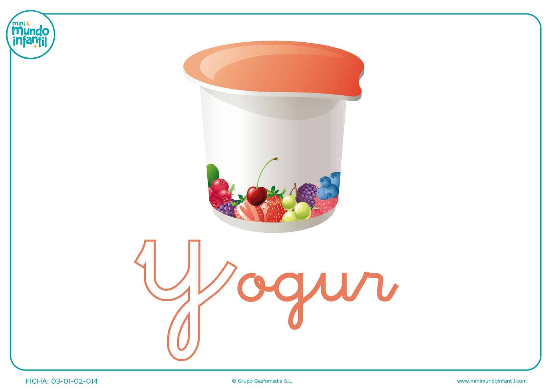 Letra Y minúscula de yogur para pintar