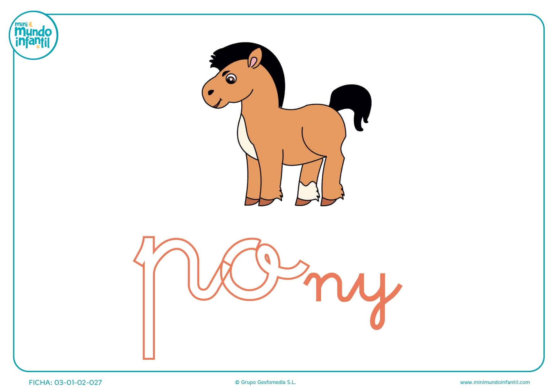 Sílaba PO minúscula de pony para pintar